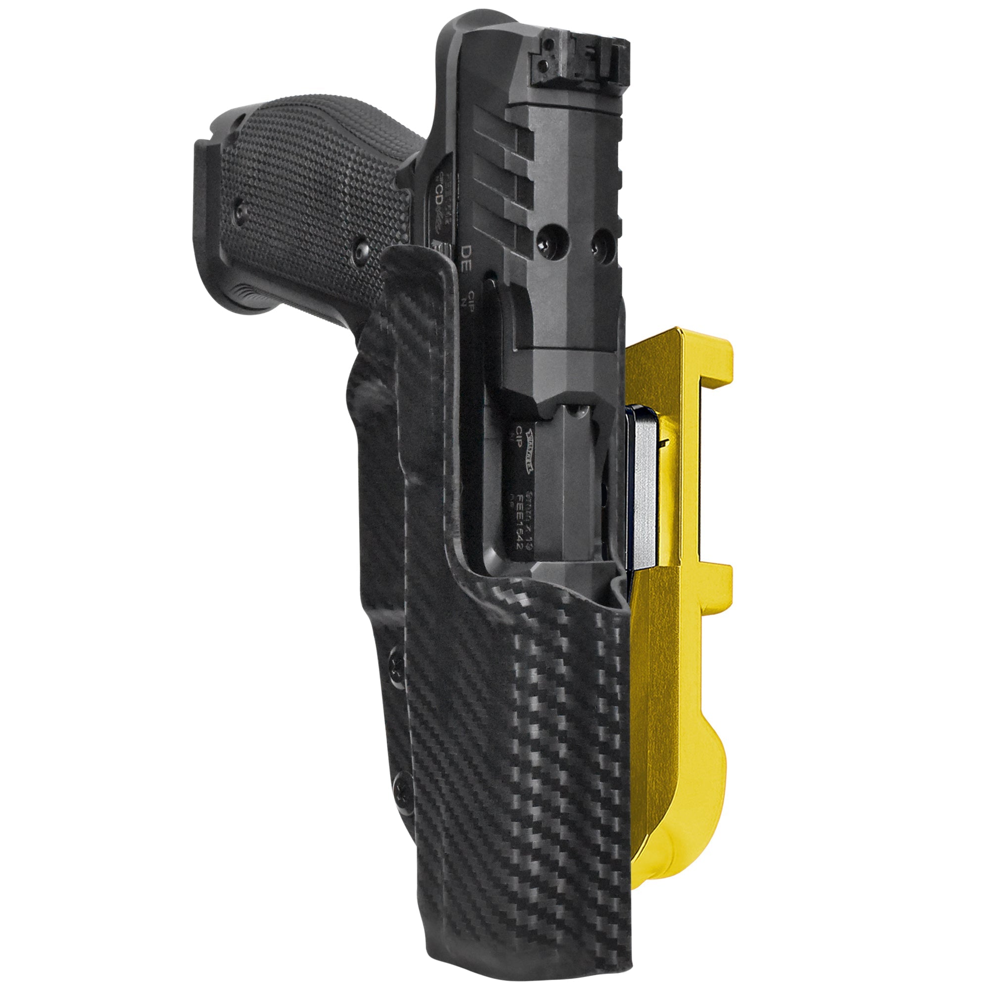 Walther PDP 5'' SF IDPA Quick Mount Holster with 24K Gold Belt Attachment, Carbon Fiber Holster Shell