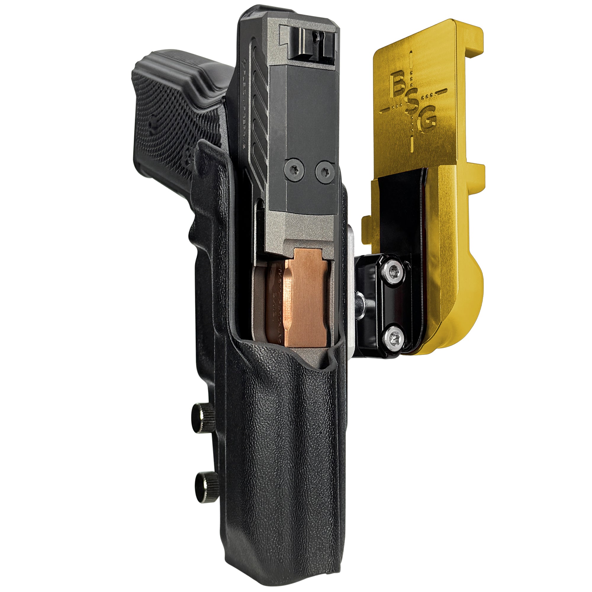 Fusion Firearms XF Pro IPSC/USPA Quick Mount Ball Joint Holster with 24K Gold Belt Attachment, Black Holster Shell