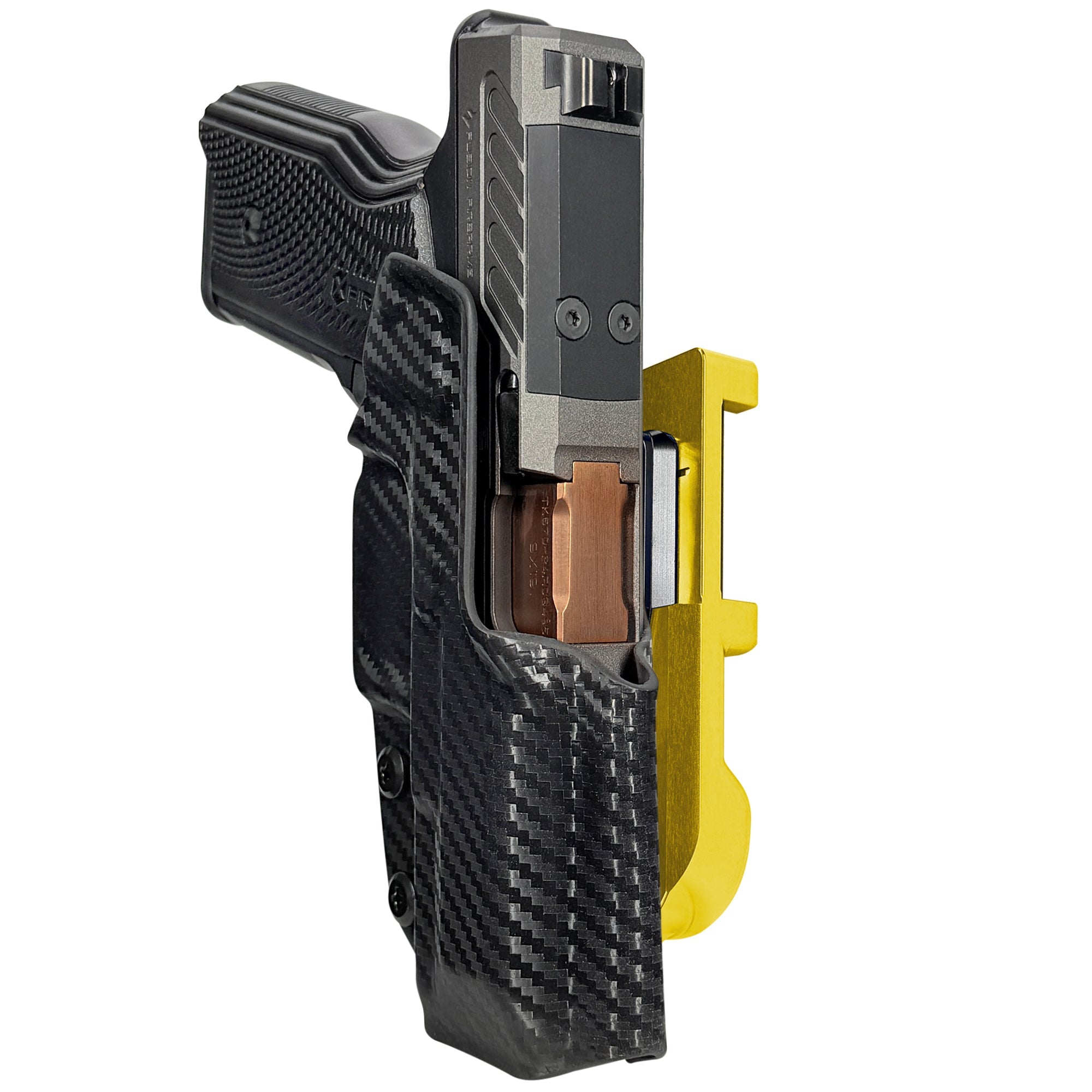 Fusion Firearms XF Pro IDPA Quick Mount Holster with 24K Gold Belt Attachment, Carbon Fiber Holster Shell