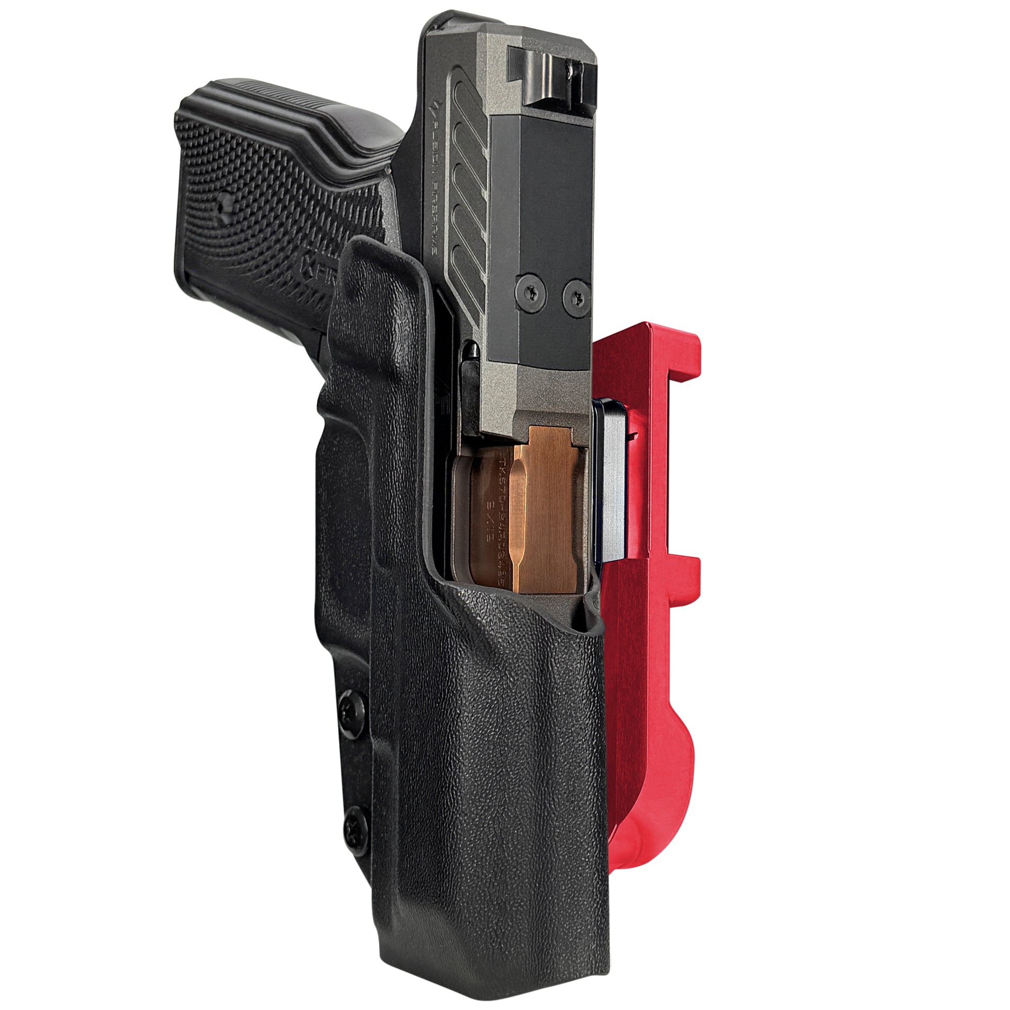 Fusion Firearms XF Pro IDPA Quick Mount Holster with Red Belt Attachment, Black Holster Shell