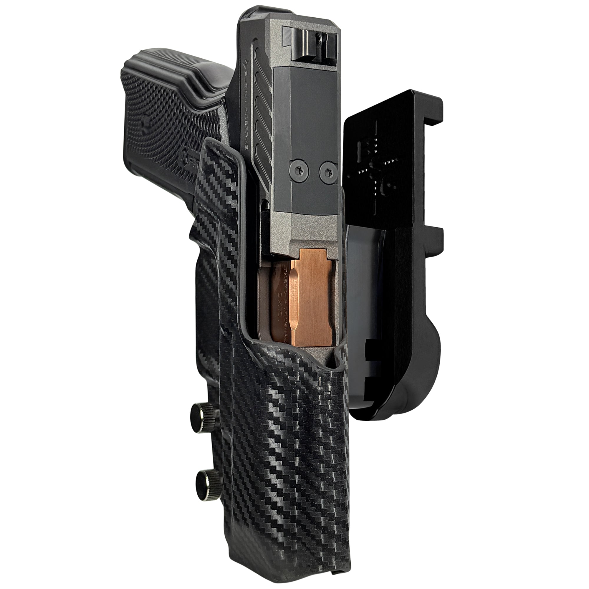 Fusion Firearms XF Pro IPSC/USPA Quick Mount Holster with Black Belt Attachment, Carbon Fiber Holster Shell