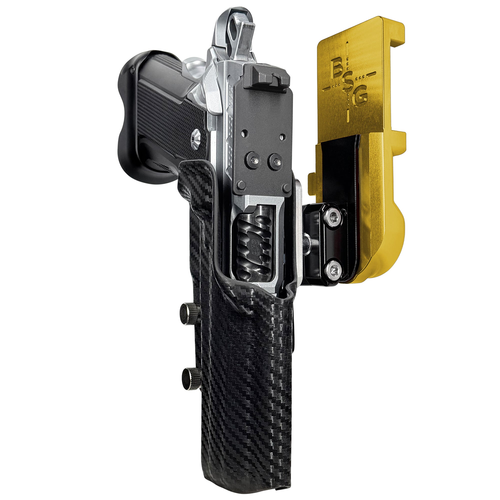 Fusion Firearms XP Comp IPSC/USPA Quick Mount Ball Joint Holster with 24K Gold Belt Attachment, Carbon Fiber Holster Shell