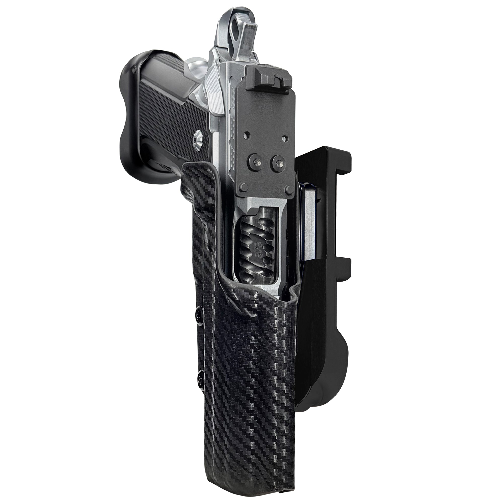 Fusion Firearms XP Comp IDPA Quick Mount Holster with Black Belt Attachment, Carbon Fiber Holster Shell