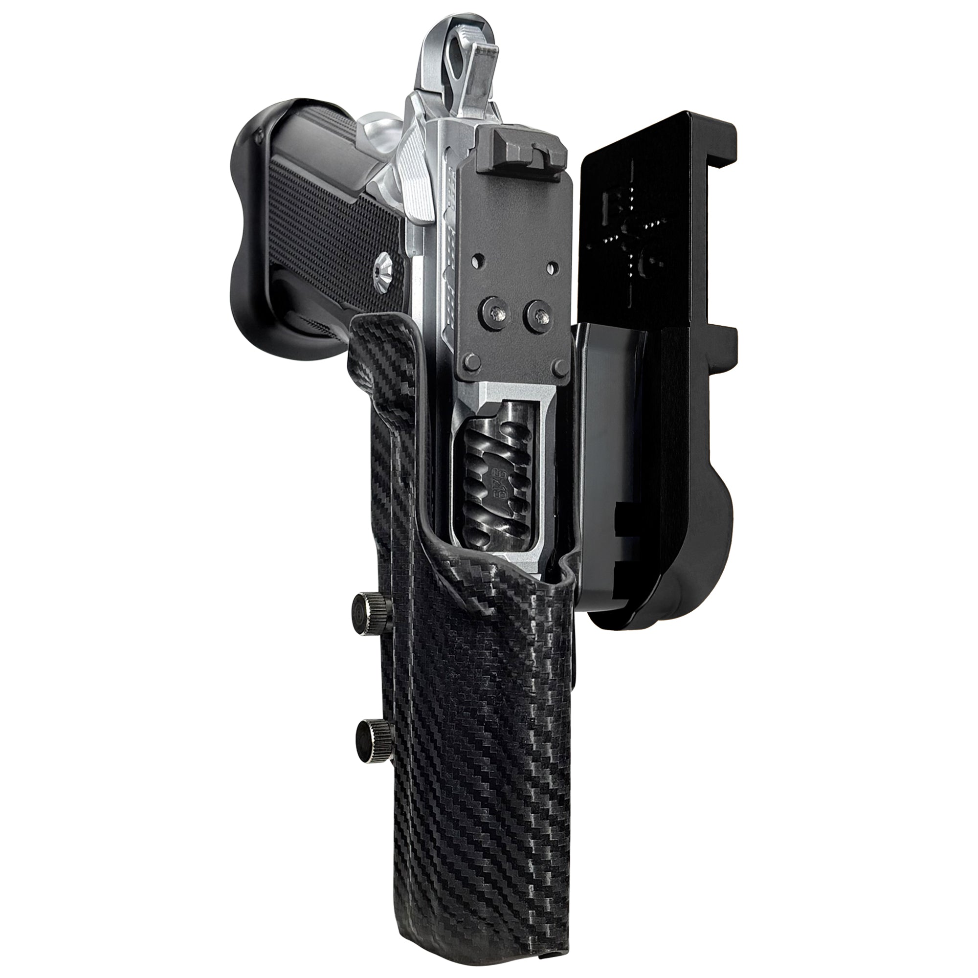 Fusion Firearms XP Comp IPSC/USPA Quick Mount Holster with Black Belt Attachment, Carbon Fiber Holster Shell