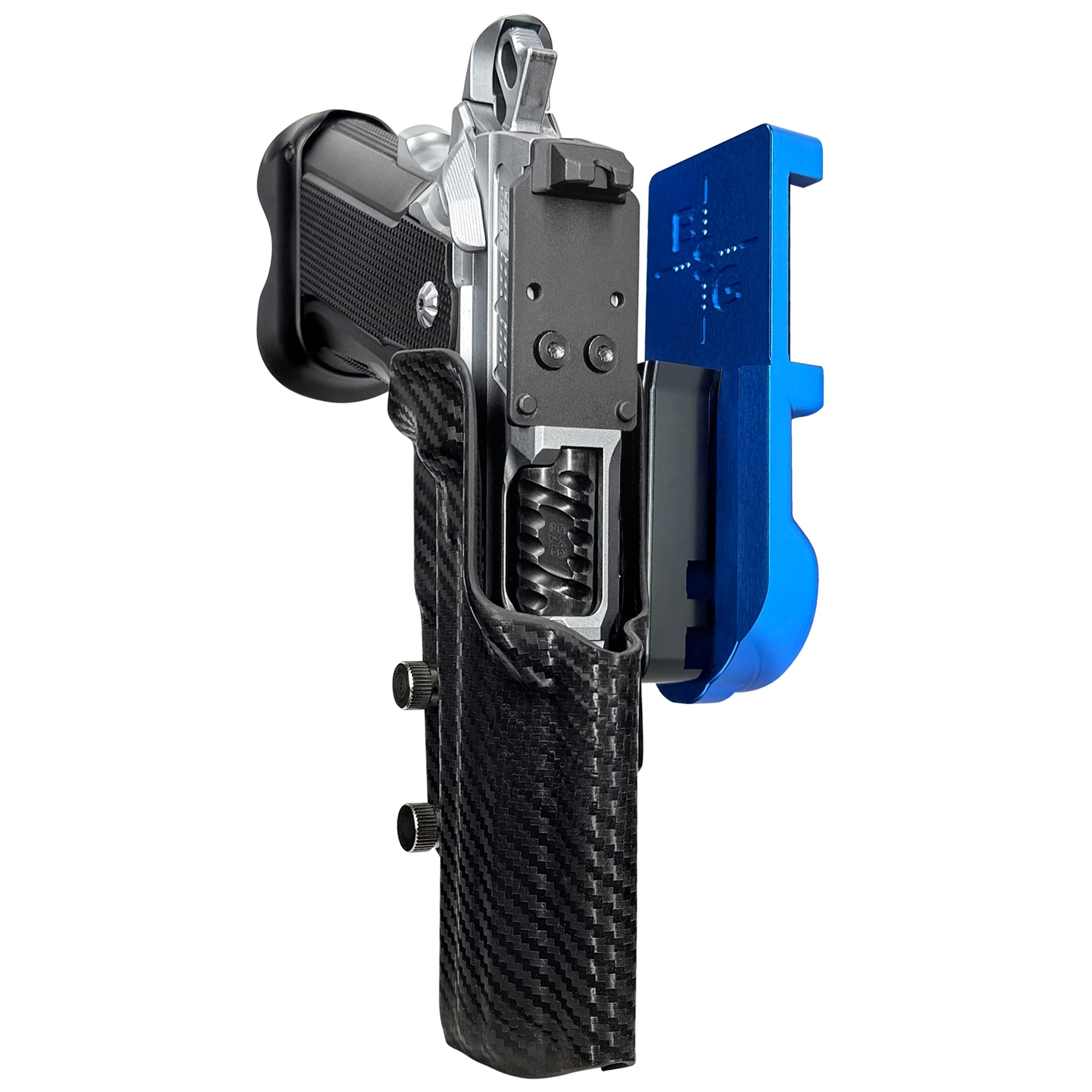 Fusion Firearms XP Comp IPSC/USPA Quick Mount Holster with Blue Belt Attachment, Carbon Fiber Holster Shell