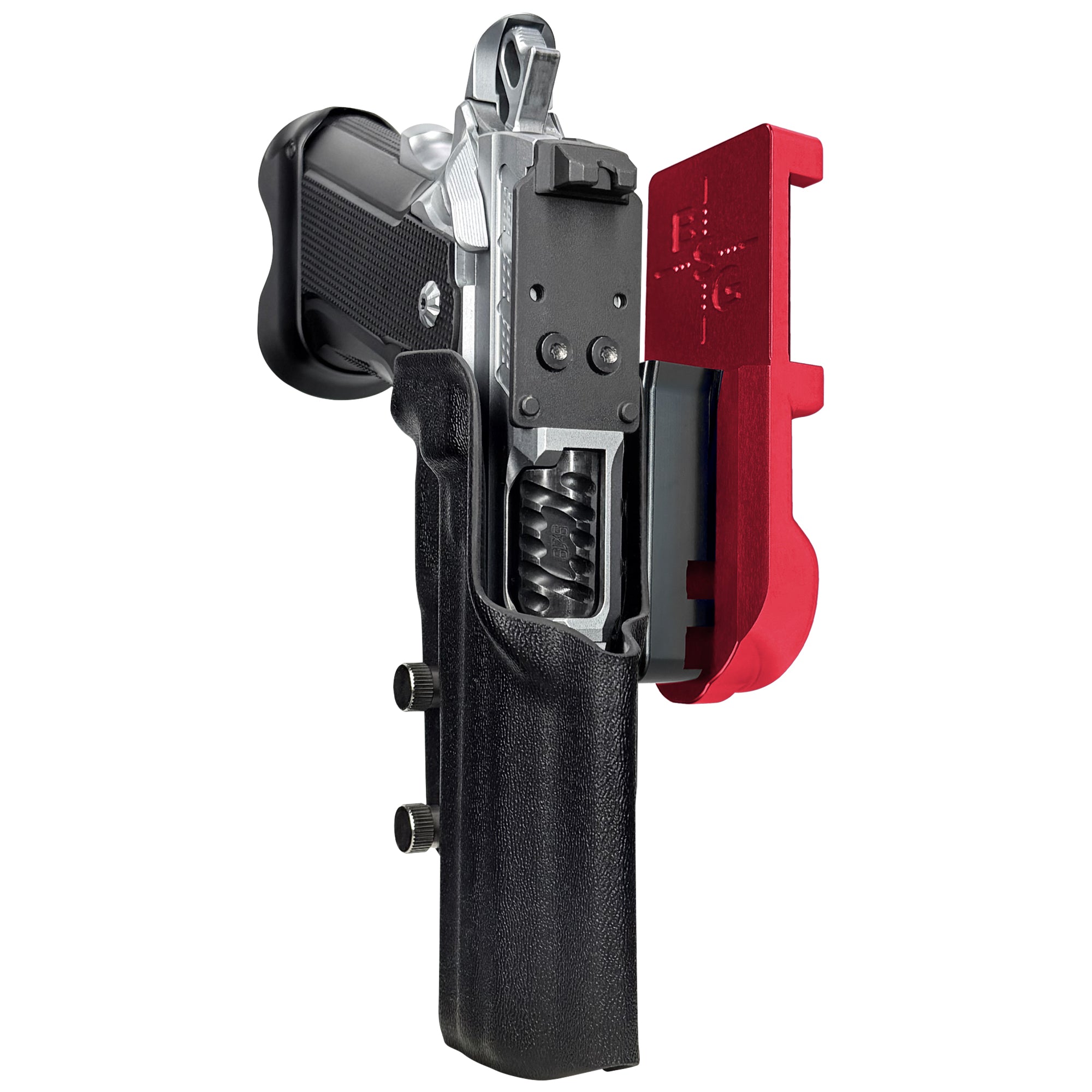 Fusion Firearms XP Comp IPSC/USPA Quick Mount Holster with Red Belt Attachment, Black Holster Shell