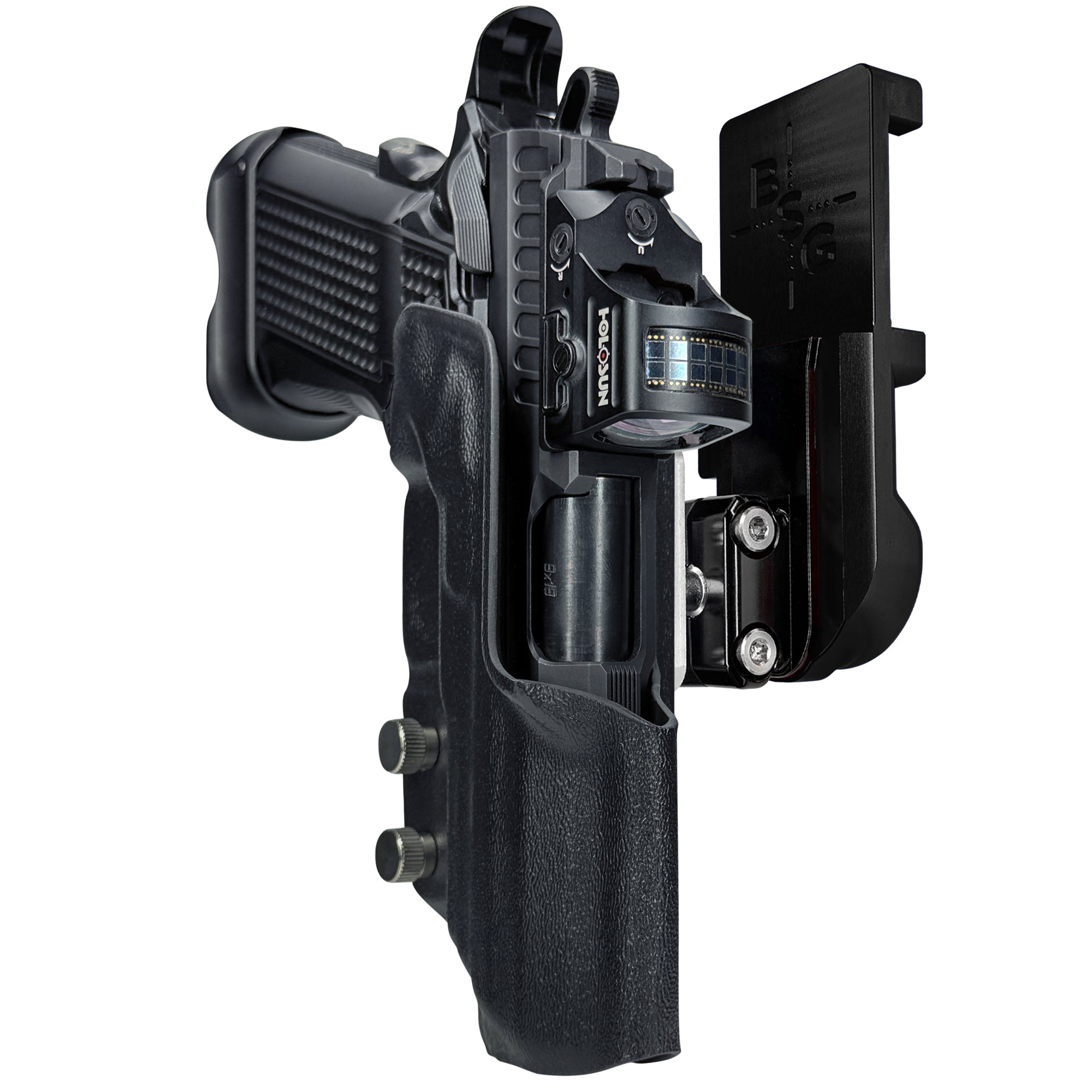 Fusion Firearms XP Pro IPSC/USPA Quick Mount Ball Joint Holster with Black Belt Attachment, Black Holster Shell