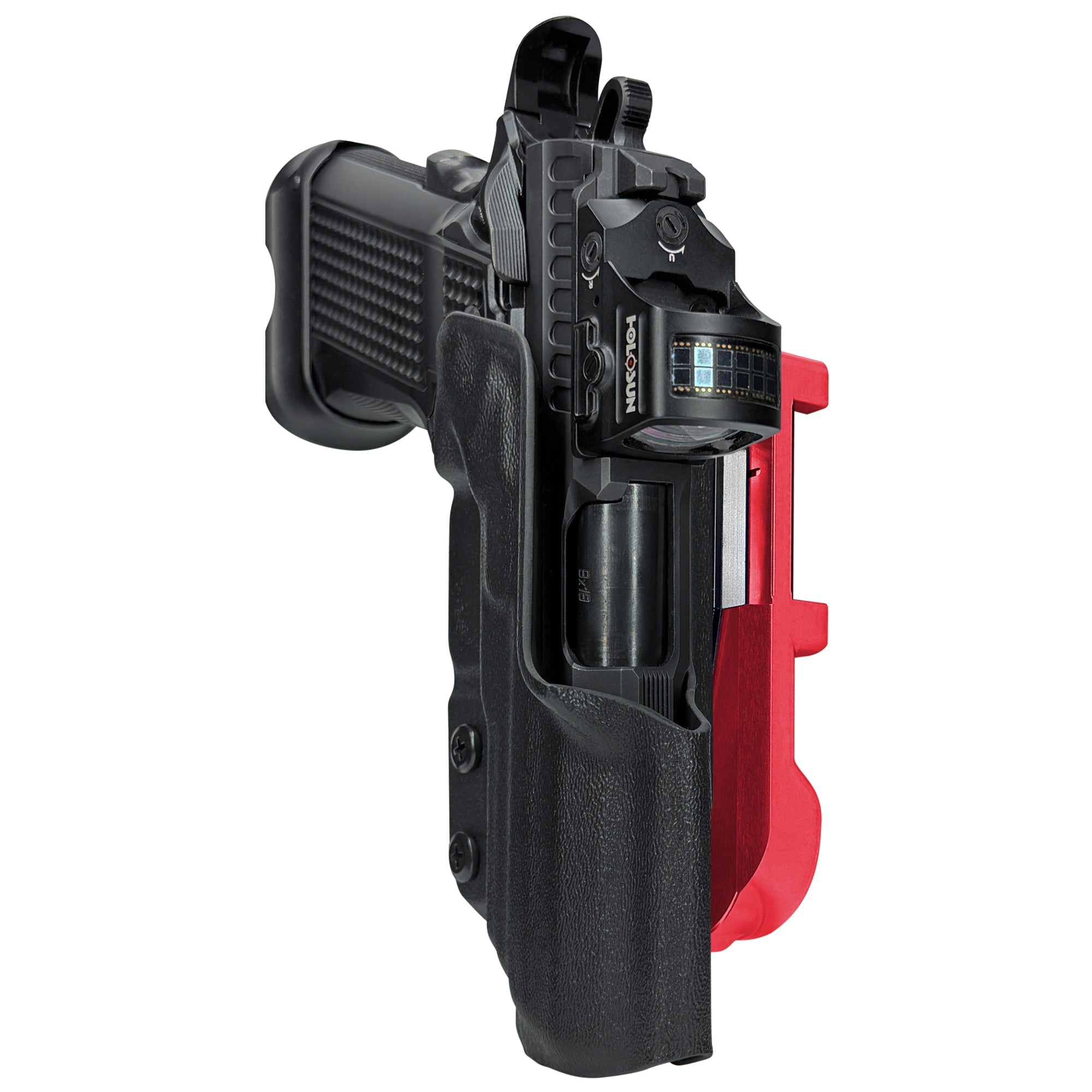 Fusion Firearms XP Pro IDPA Quick Mount Holster with Red Belt Attachment, Black Holster Shell
