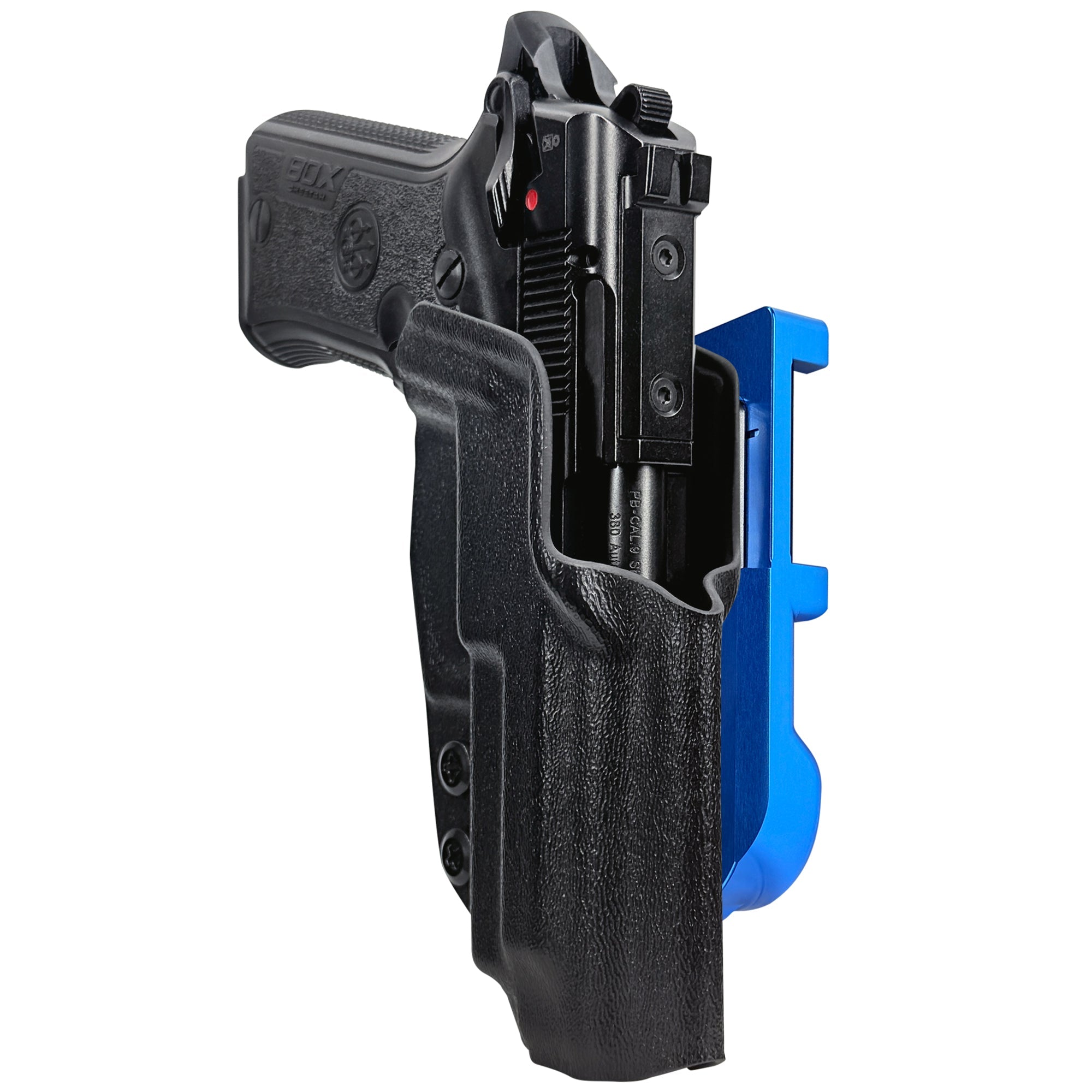 Beretta 80X Cheetah IDPA Quick Mount Holster with Blue Belt Attachment, Black Holster Shell
