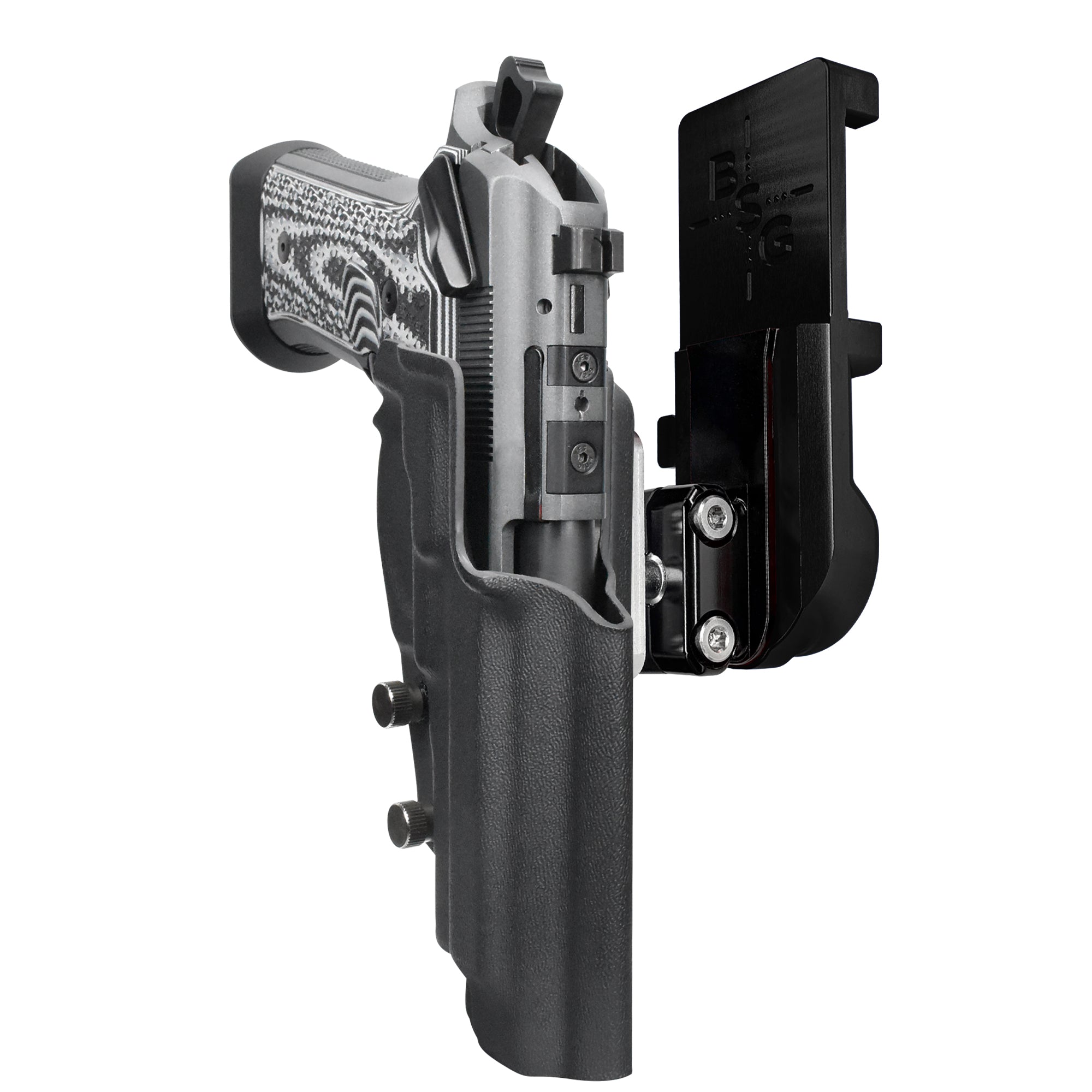 Beretta 92XI IPSC/USPA Quick Mount Ball Joint Holster with Black Belt Attachment, Black Holster Shell