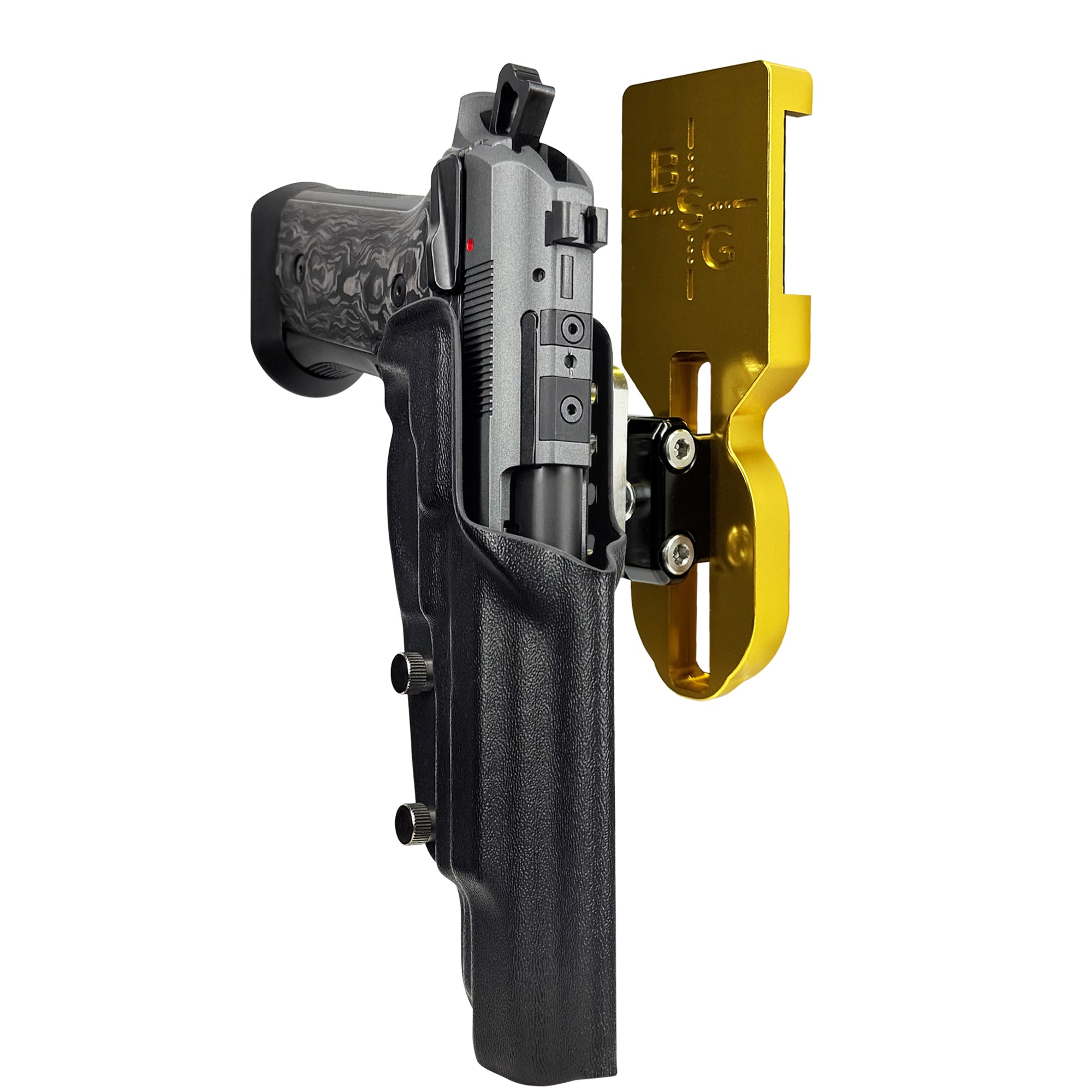 Beretta 92XI SAO Gara/Corsa 24K Gold Pro Ball Joint Competition Holster