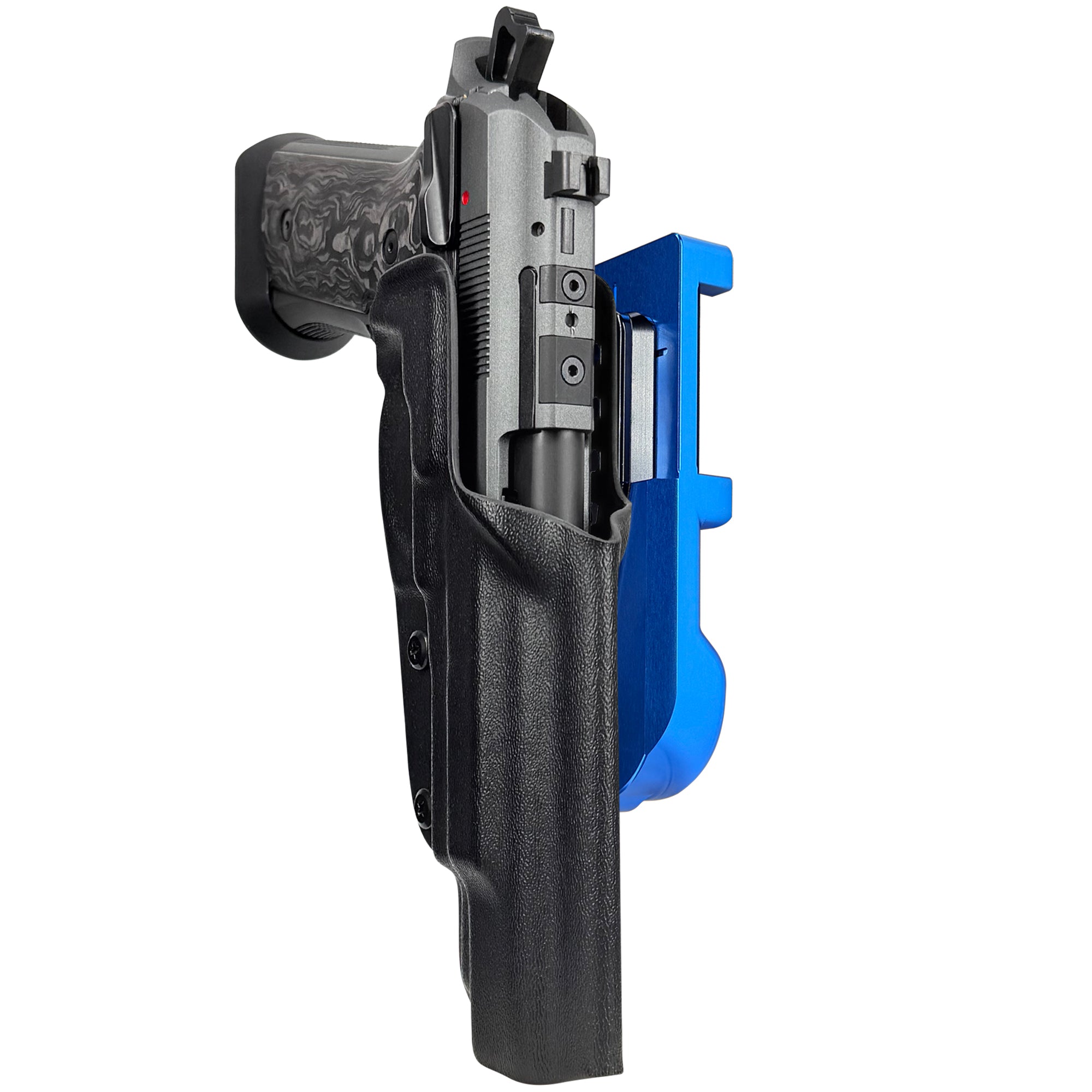 Beretta 92XI SAO Gara/Corsa IDPA Quick Mount Holster with Blue Belt Attachment, Black Holster Shell