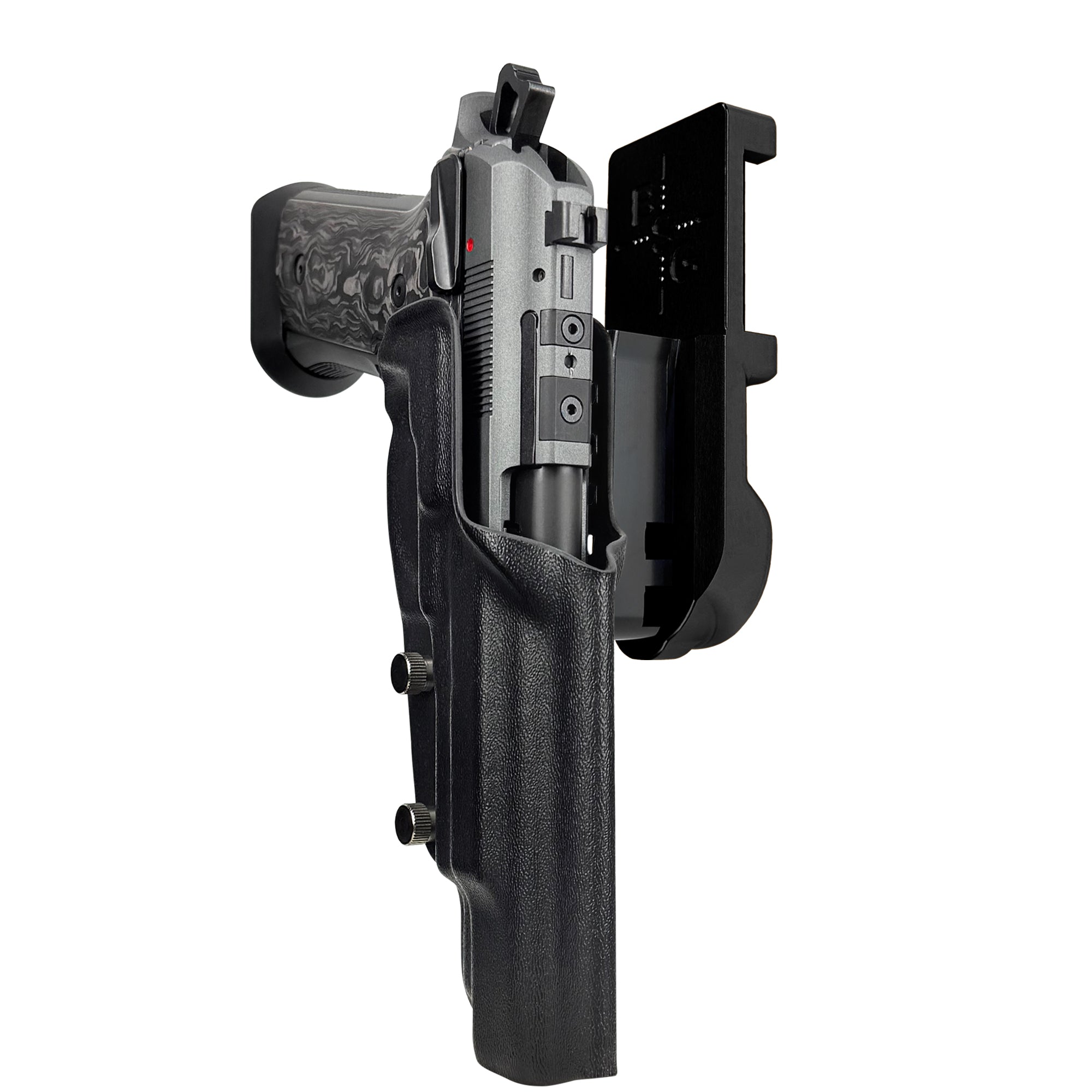 Beretta 92XI SAO Gara/Corsa IPSC/USPA Quick Mount Holster with Black Belt Attachment, Black Holster Shell