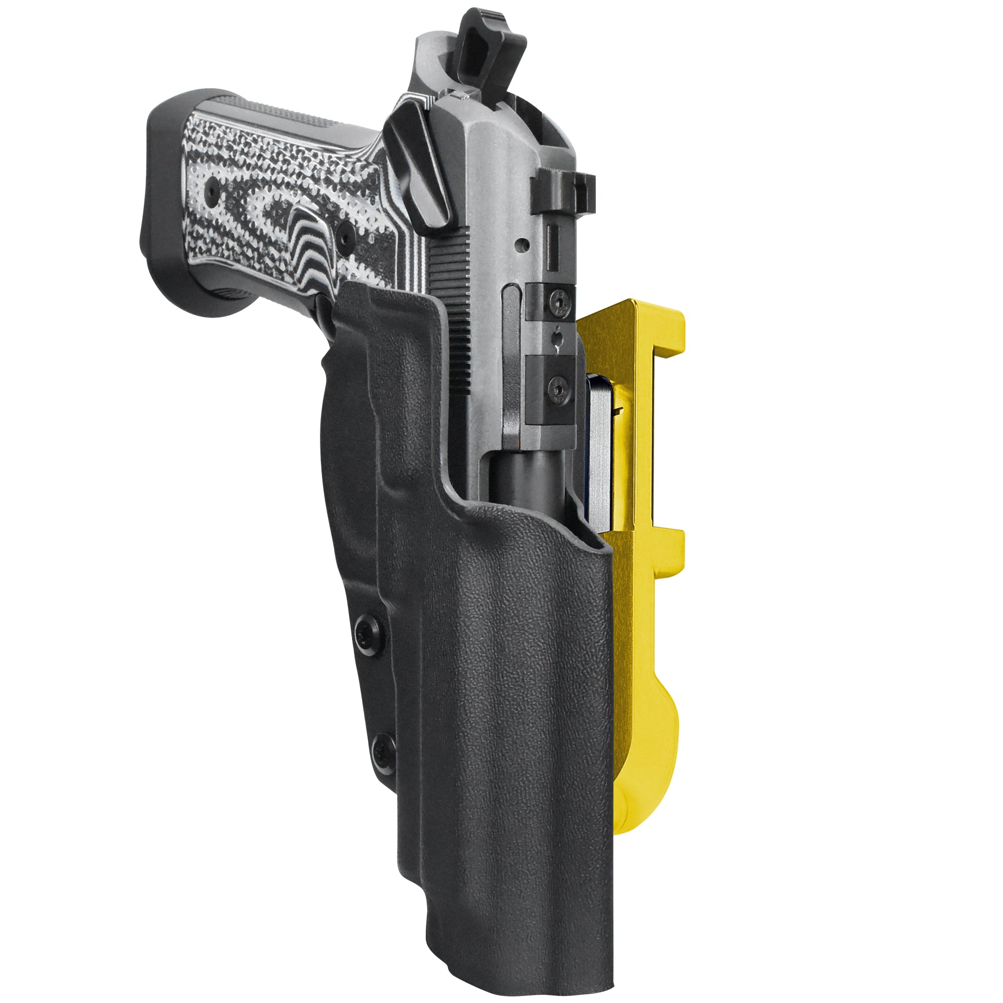 Beretta 92XI IDPA Quick Mount Holster with 24K Gold Belt Attachment, Black Holster Shell