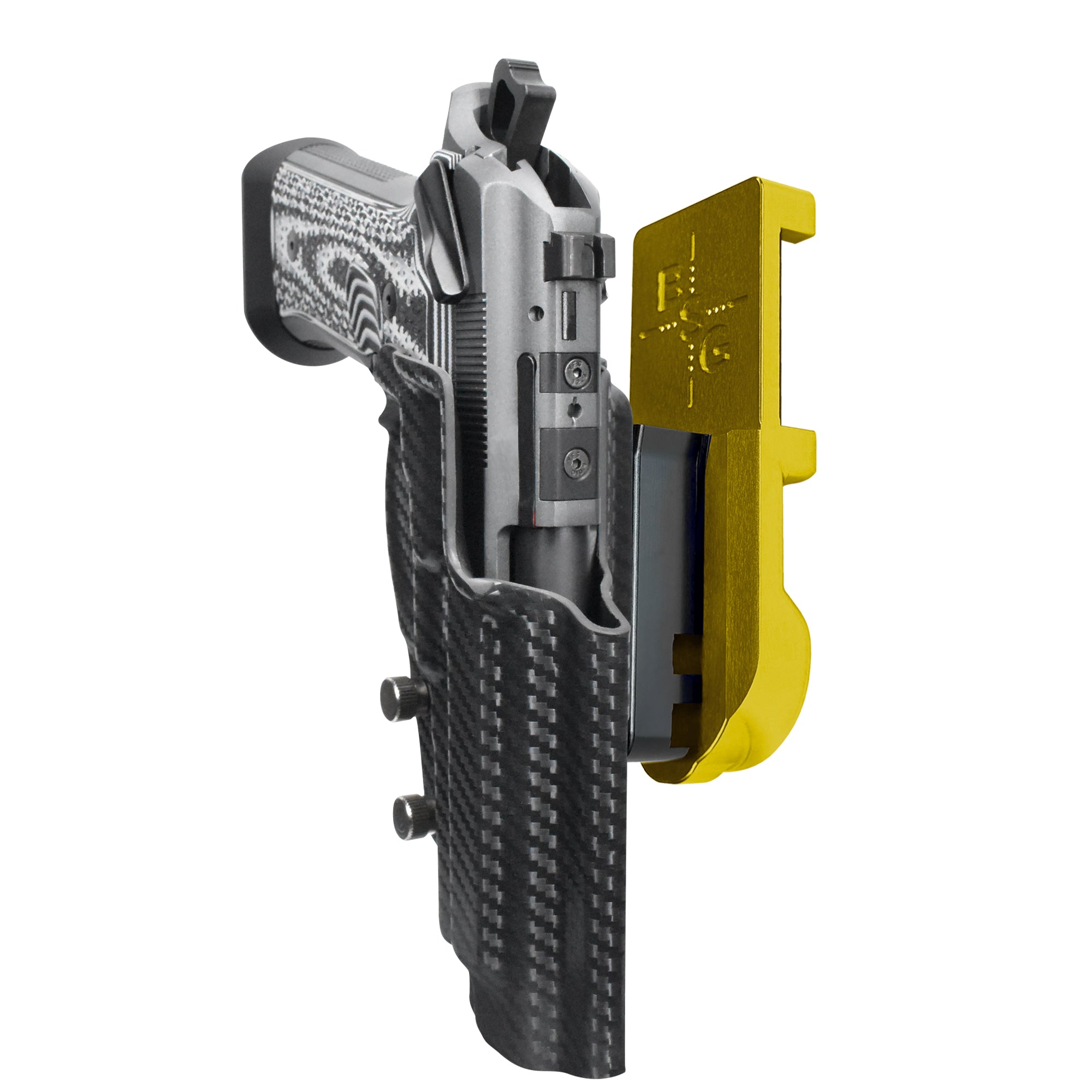 Beretta 92XI IPSC/USPA Quick Mount Holster with 24K Gold Belt Attachment, Carbon Fiber Holster Shell
