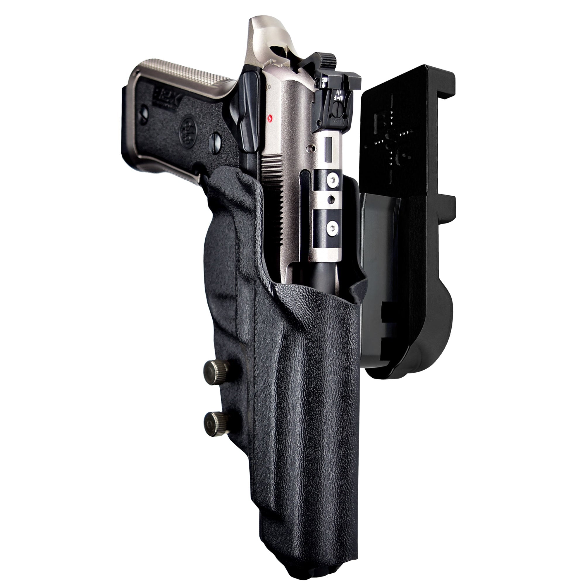 Beretta 92X Perf Def IPSC/USPA Quick Mount Holster with Black Belt Attachment, Black Holster Shell