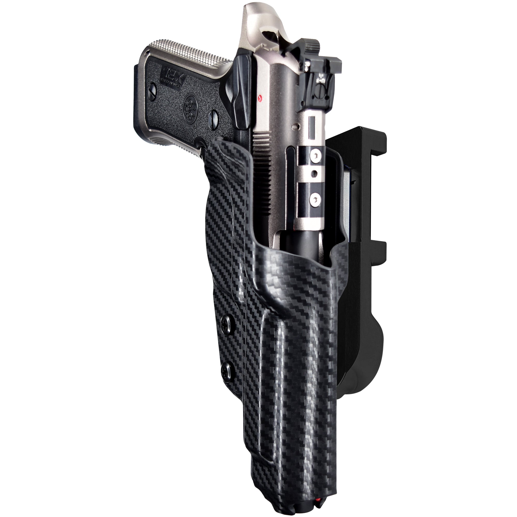 Beretta 92X Perf Def IDPA Quick Mount Holster with Black Belt Attachment, Carbon Fiber Holster Shell