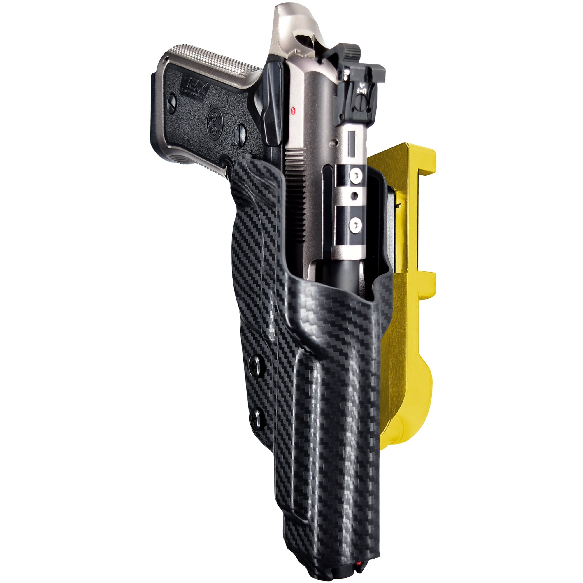 Beretta 92X Perf Def IDPA Quick Mount Holster with 24K Gold Belt Attachment, Carbon Fiber Holster Shell