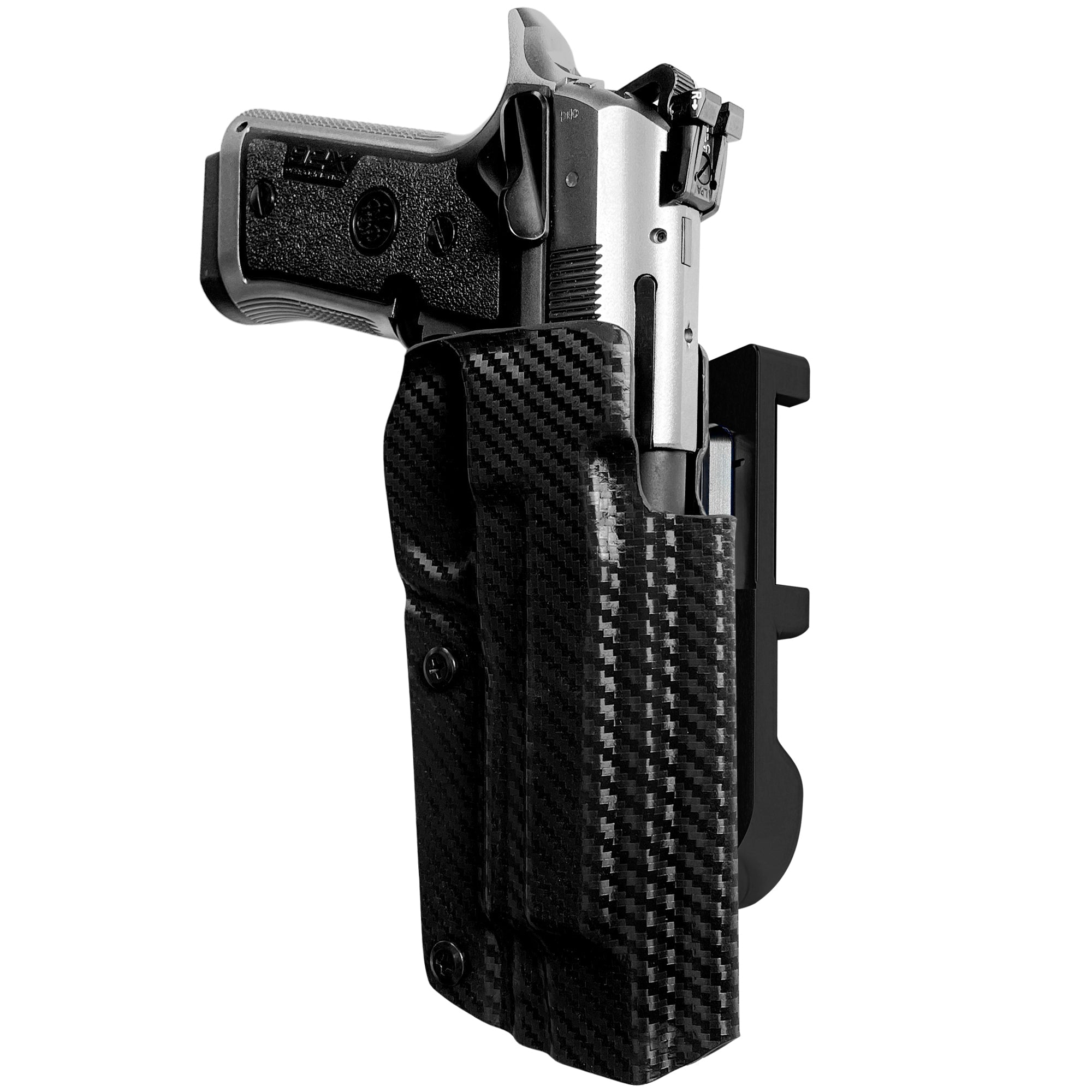 Beretta 92X Perf IDPA Quick Mount Holster with Black Belt Attachment, Carbon Fiber Holster Shell