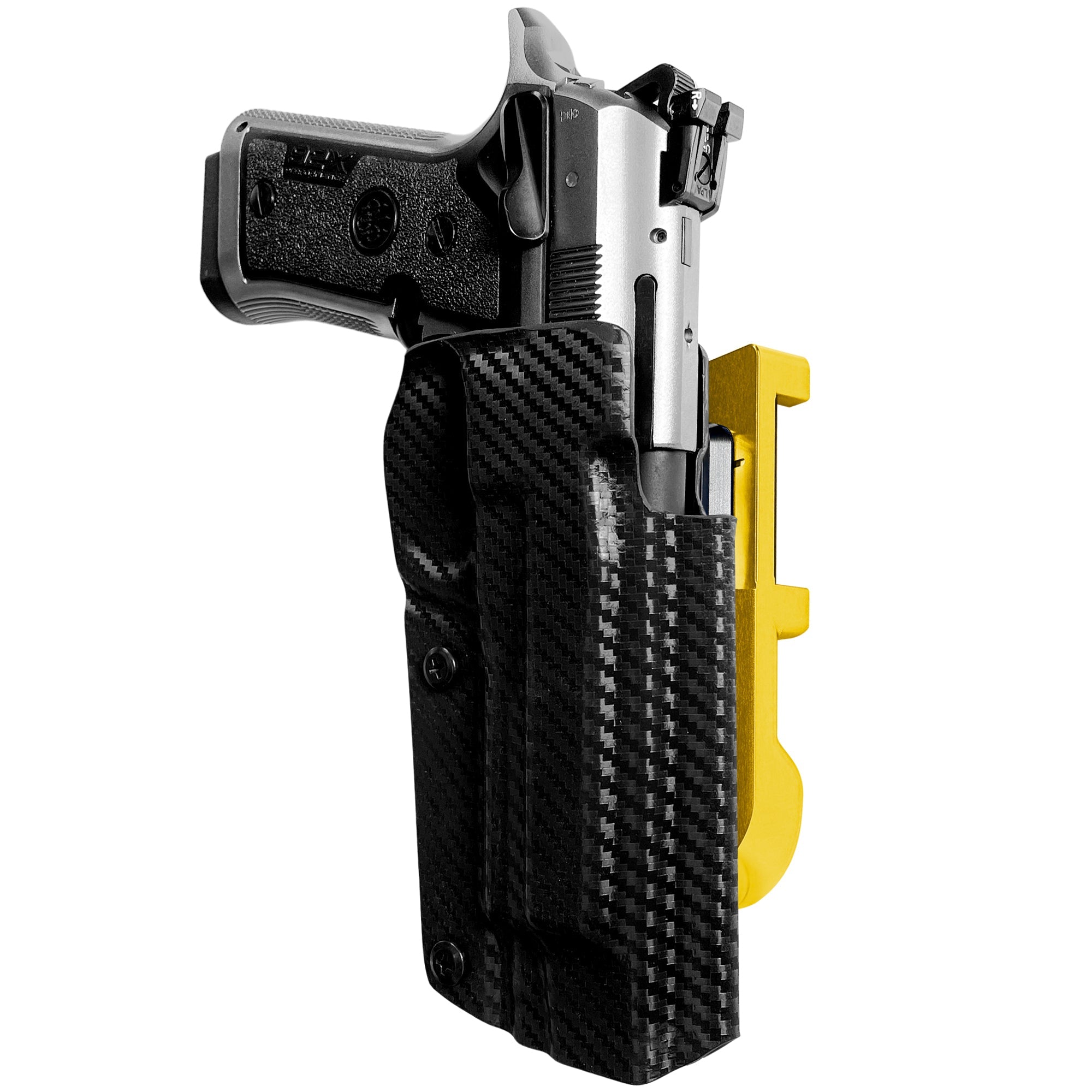 Beretta 92X Perf IDPA Quick Mount Holster with 24K Gold Belt Attachment, Carbon Fiber Holster Shell