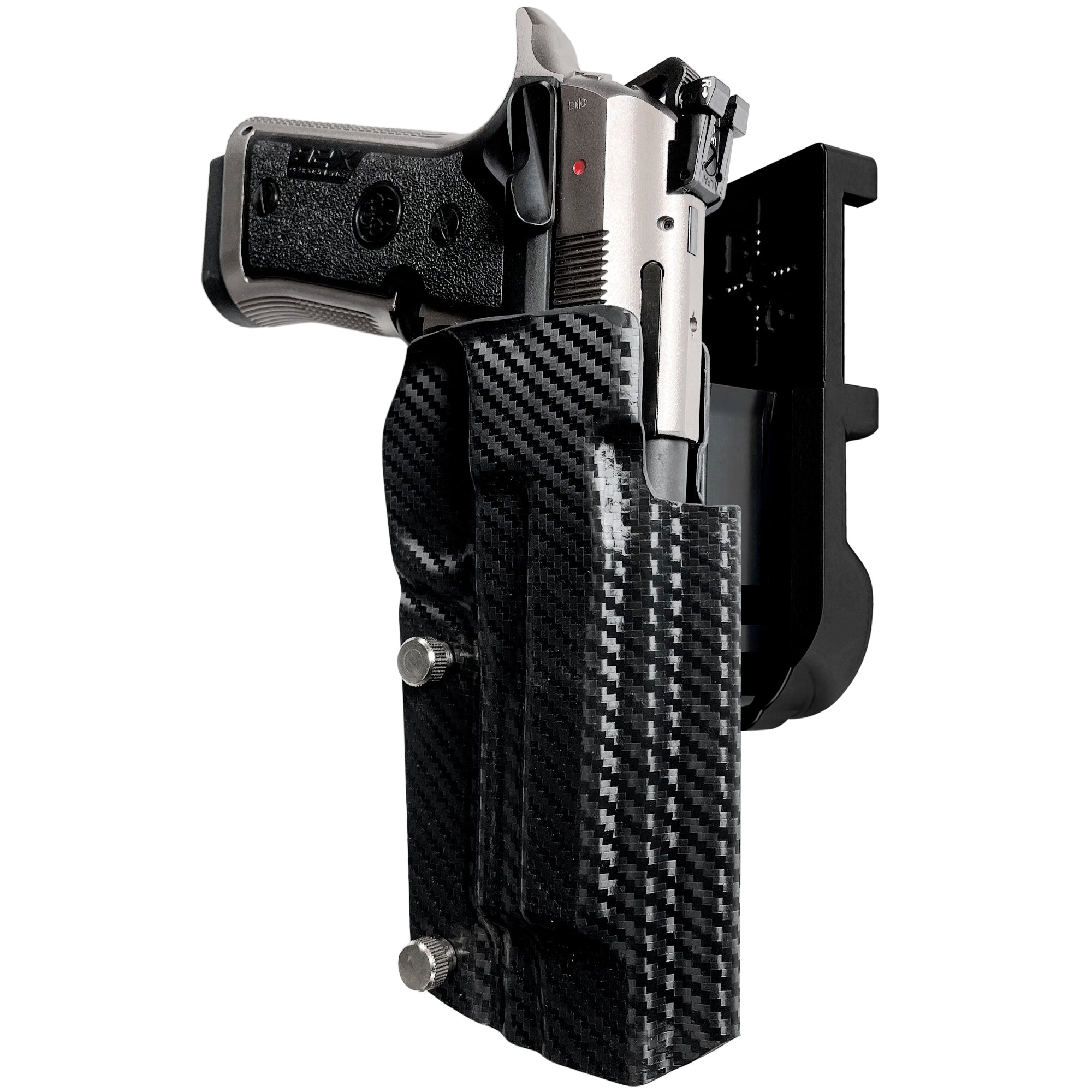 Beretta 92X Perf IPSC/USPA Quick Mount Holster with Black Belt Attachment, Carbon Fiber Holster Shell