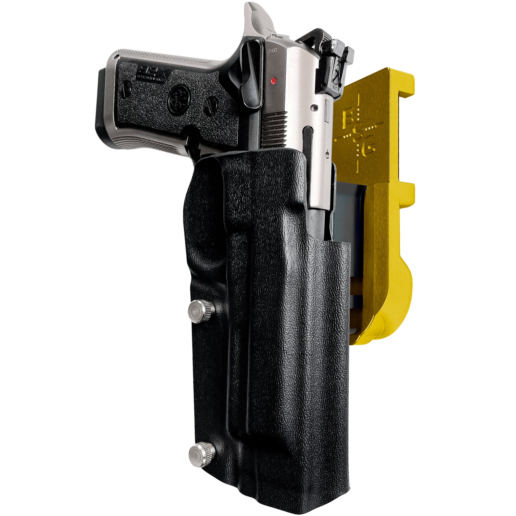 Beretta 92X Perf IPSC/USPA Quick Mount Holster with 24K Gold Belt Attachment, Black Holster Shell