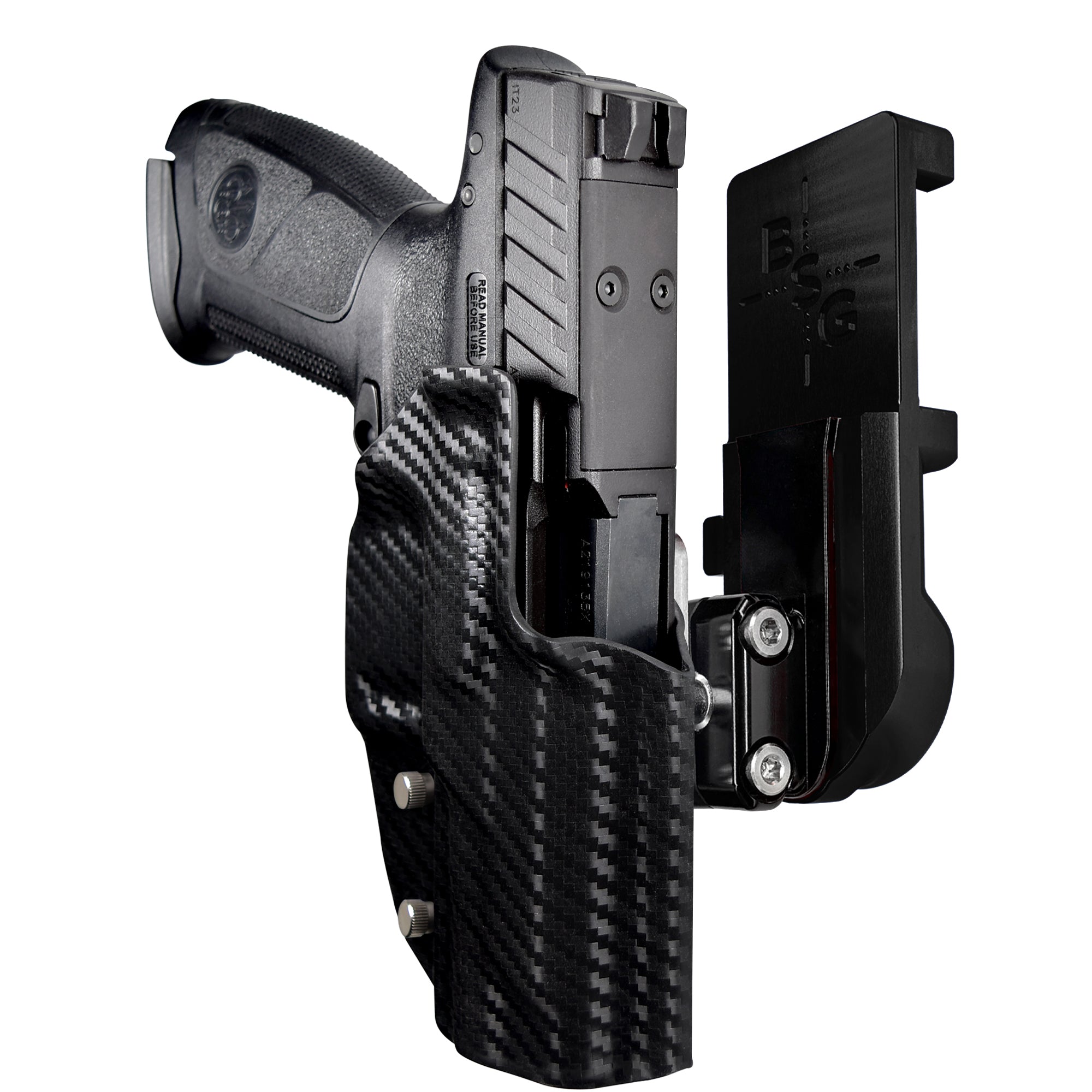 Beretta APX A1 FS IPSC/USPA Quick Mount Ball Joint Holster with Black Belt Attachment, Carbon Fiber Holster Shell