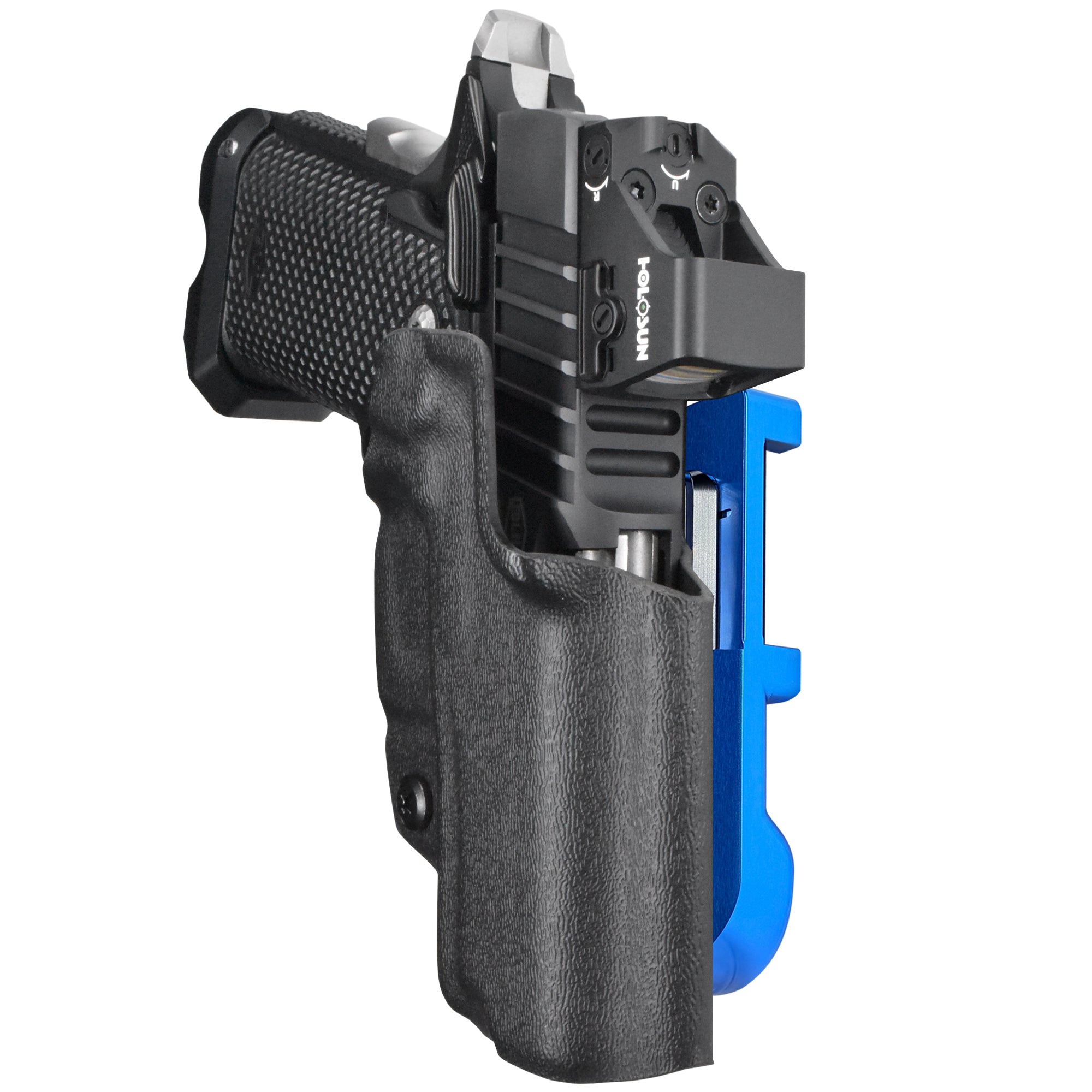 Bul Armory SAS II UL 3.25'' IDPA Quick Mount Holster with Blue Belt Attachment, Black Holster Shell