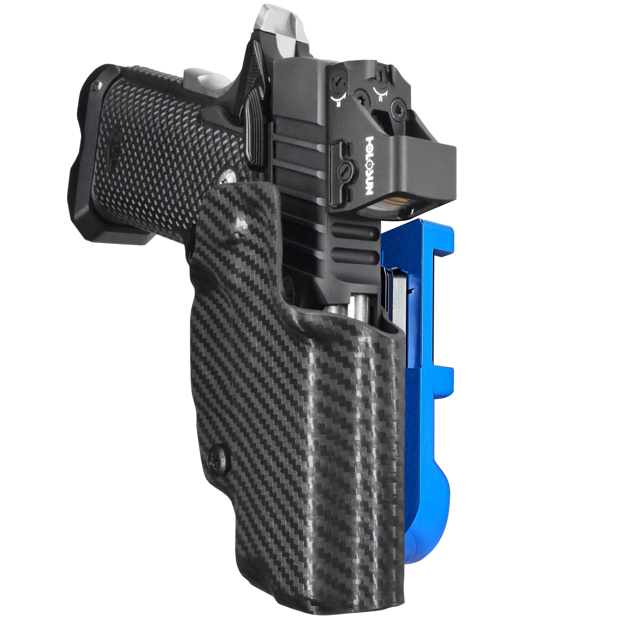 Bul Armory SAS II UL 3.25'' IDPA Quick Mount Holster with Blue Belt Attachment, Carbon Fiber Holster Shell