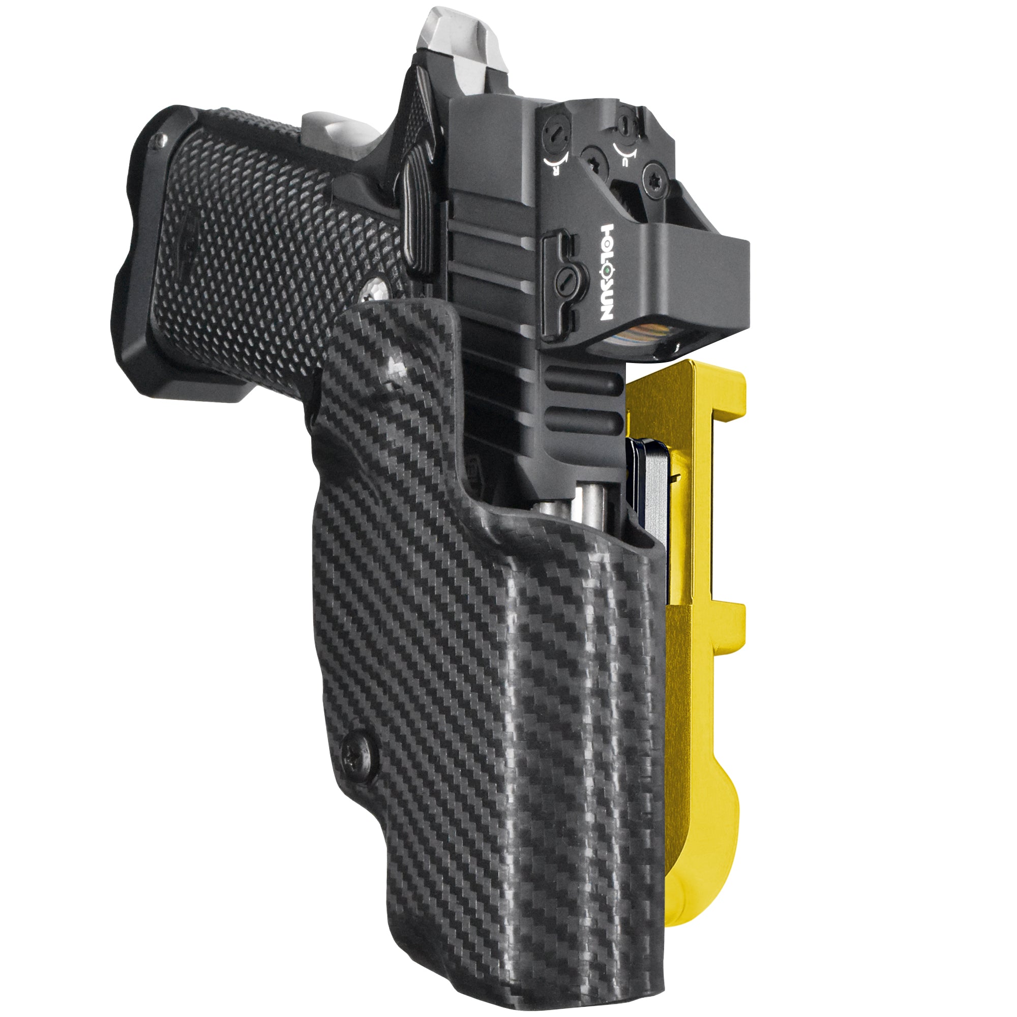 Bul Armory SAS II UL 3.25'' IDPA Quick Mount Holster with 24K Gold Belt Attachment, Carbon Fiber Holster Shell