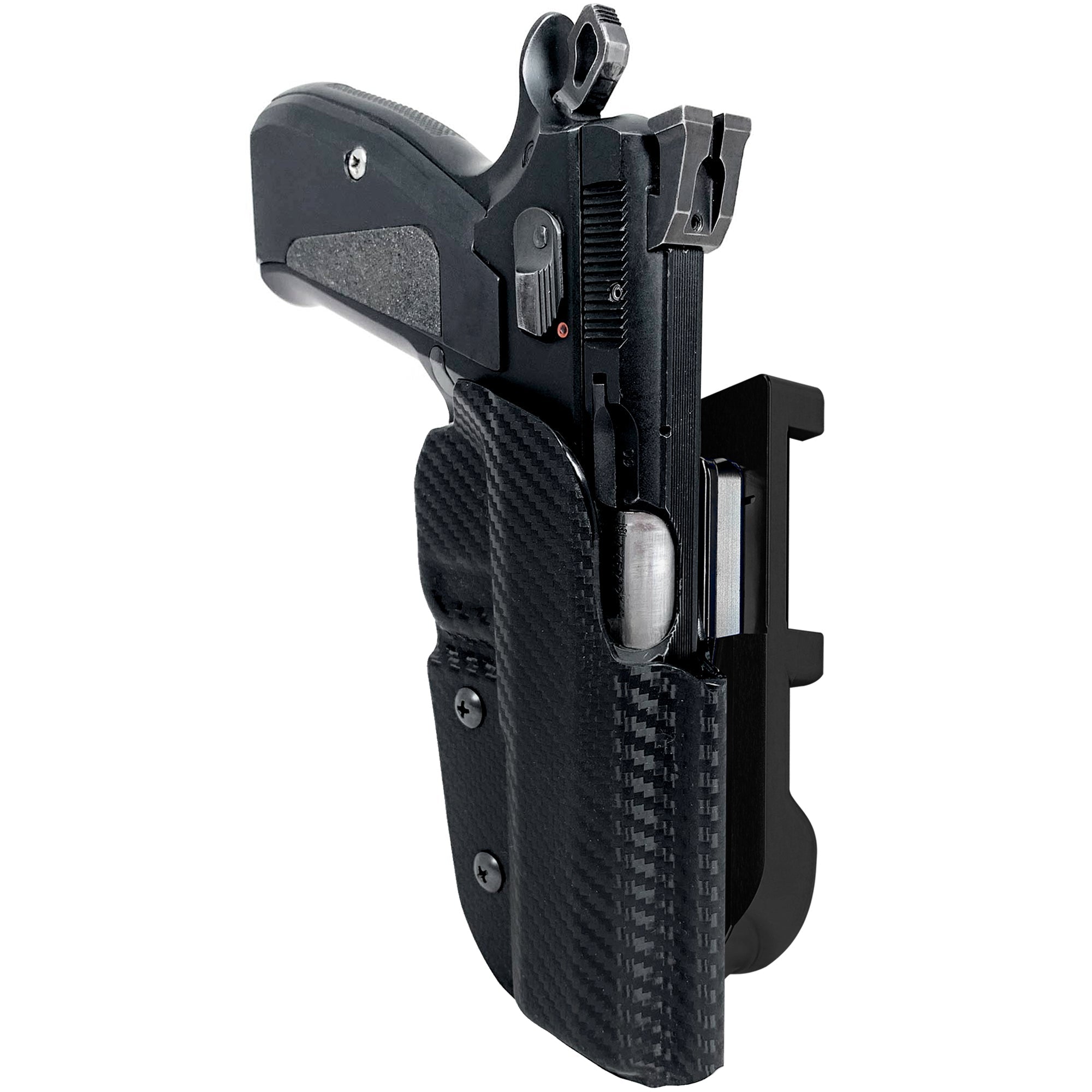 CZ 75 SP-01 IDPA Quick Mount Holster with Black Belt Attachment, Carbon Fiber Holster Shell