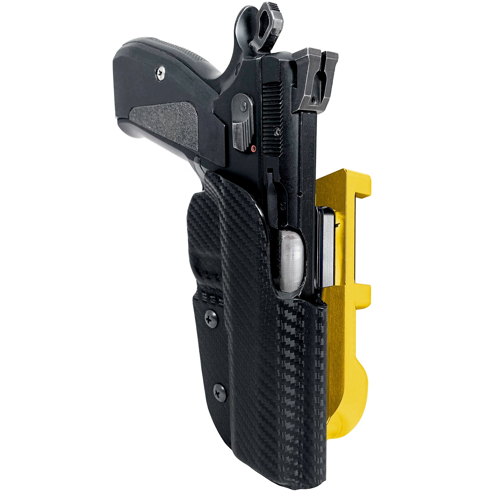 CZ 75 SP-01 IDPA Quick Mount Holster with 24K Gold Belt Attachment, Carbon Fiber Holster Shell