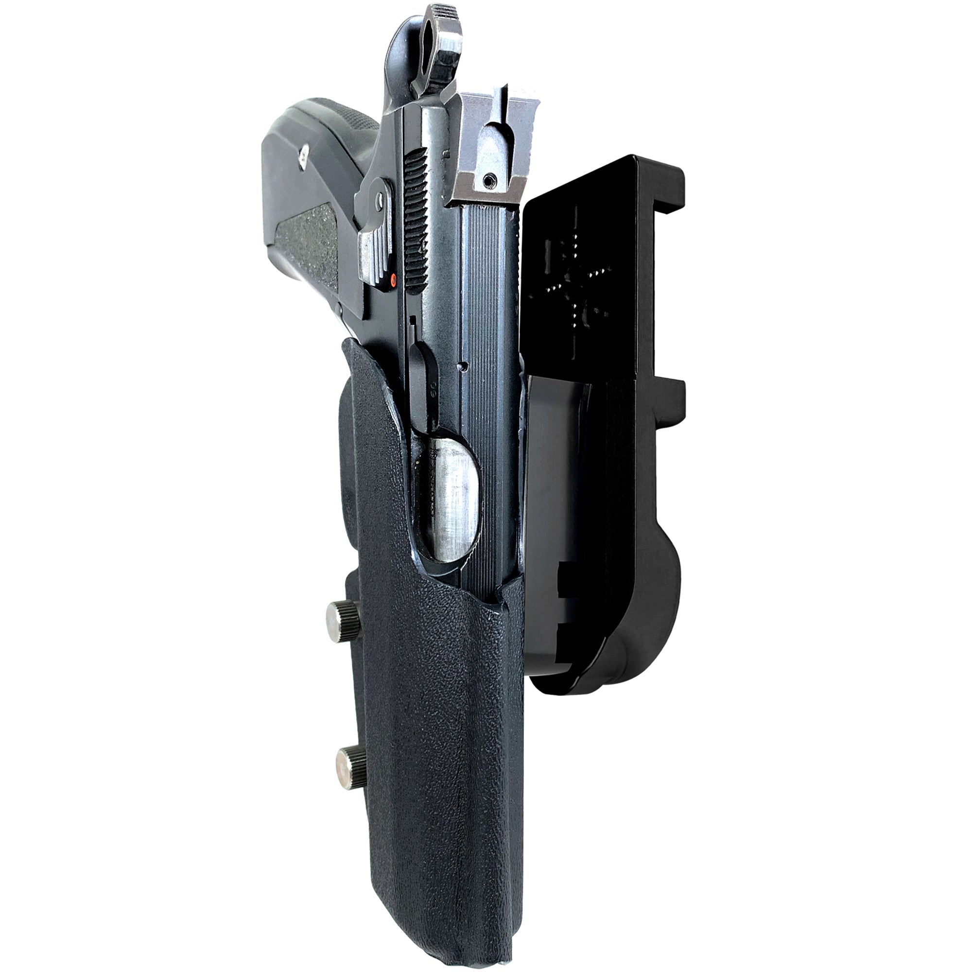 CZ 75 SP-01 IPSC/USPA Quick Mount Holster with Black Belt Attachment, Black Holster Shell
