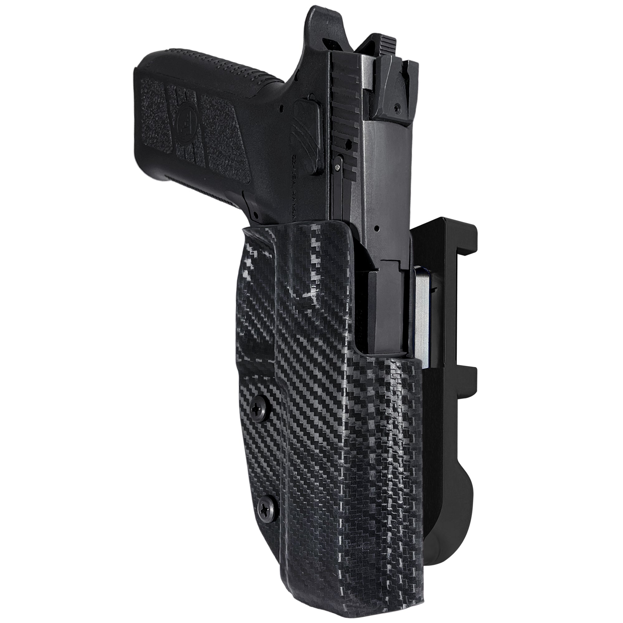 CZ P-09 IDPA Quick Mount Holster with Black Belt Attachment, Carbon Fiber Holster Shell