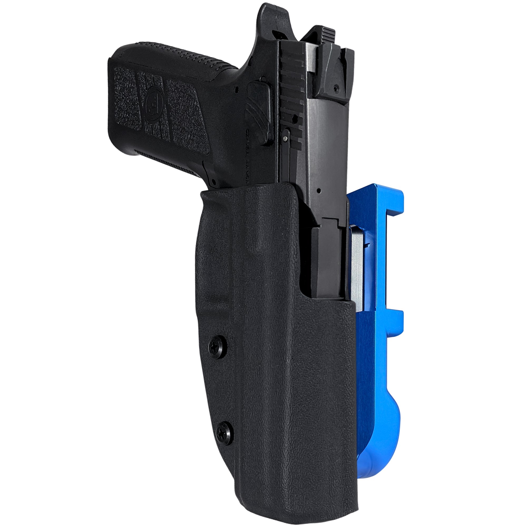 CZ P-09 IDPA Quick Mount Holster with Blue Belt Attachment, Black Holster Shell
