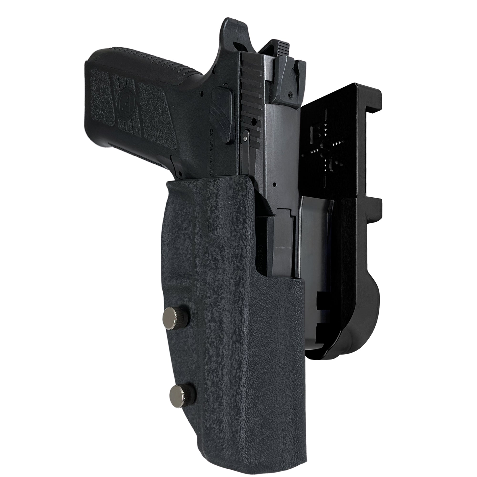 CZ P-09 IPSC/USPA Quick Mount Holster with Black Belt Attachment, Black Holster Shell