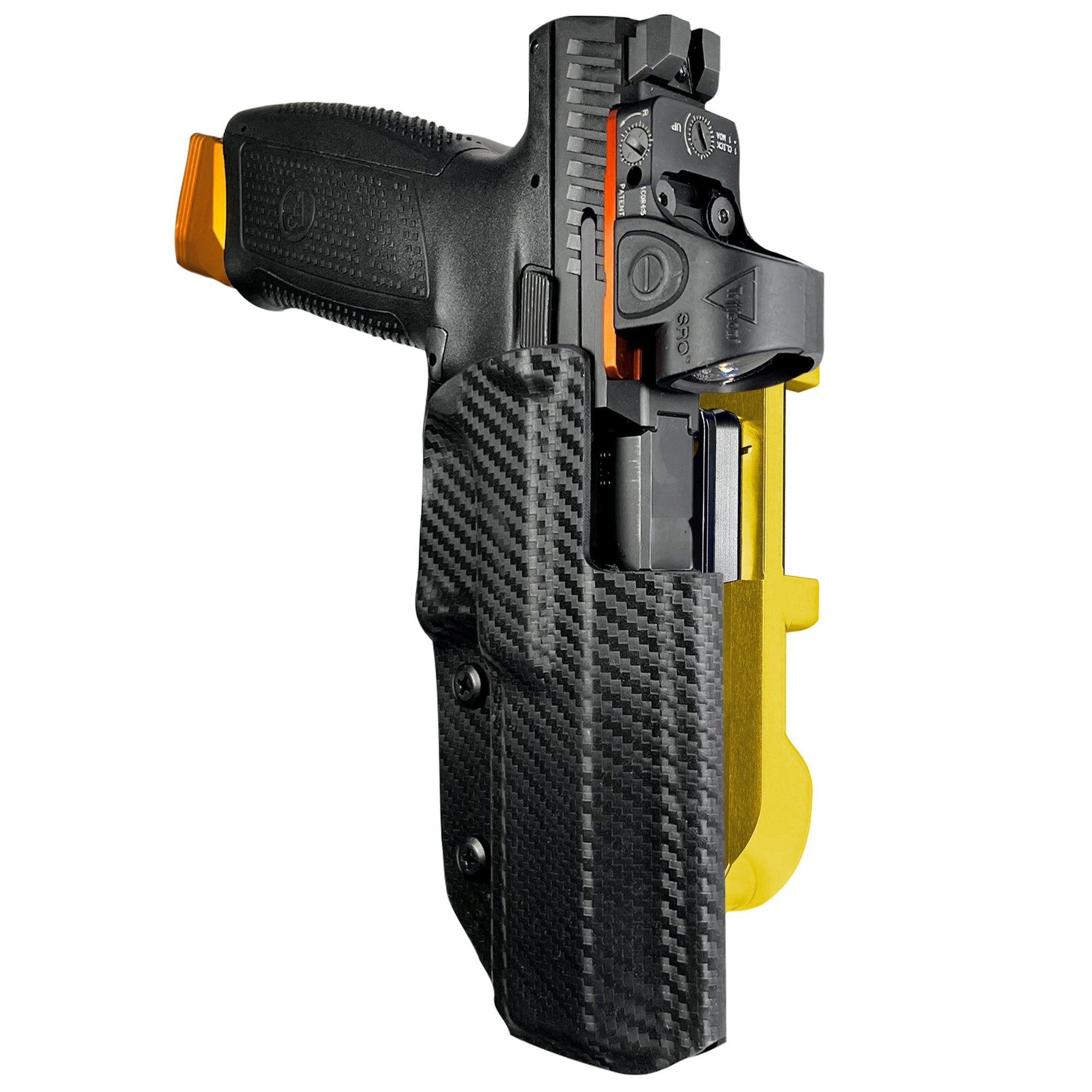 CZ P-10 F IDPA Quick Mount Holster with 24K Gold Belt Attachment, Carbon Fiber Holster Shell