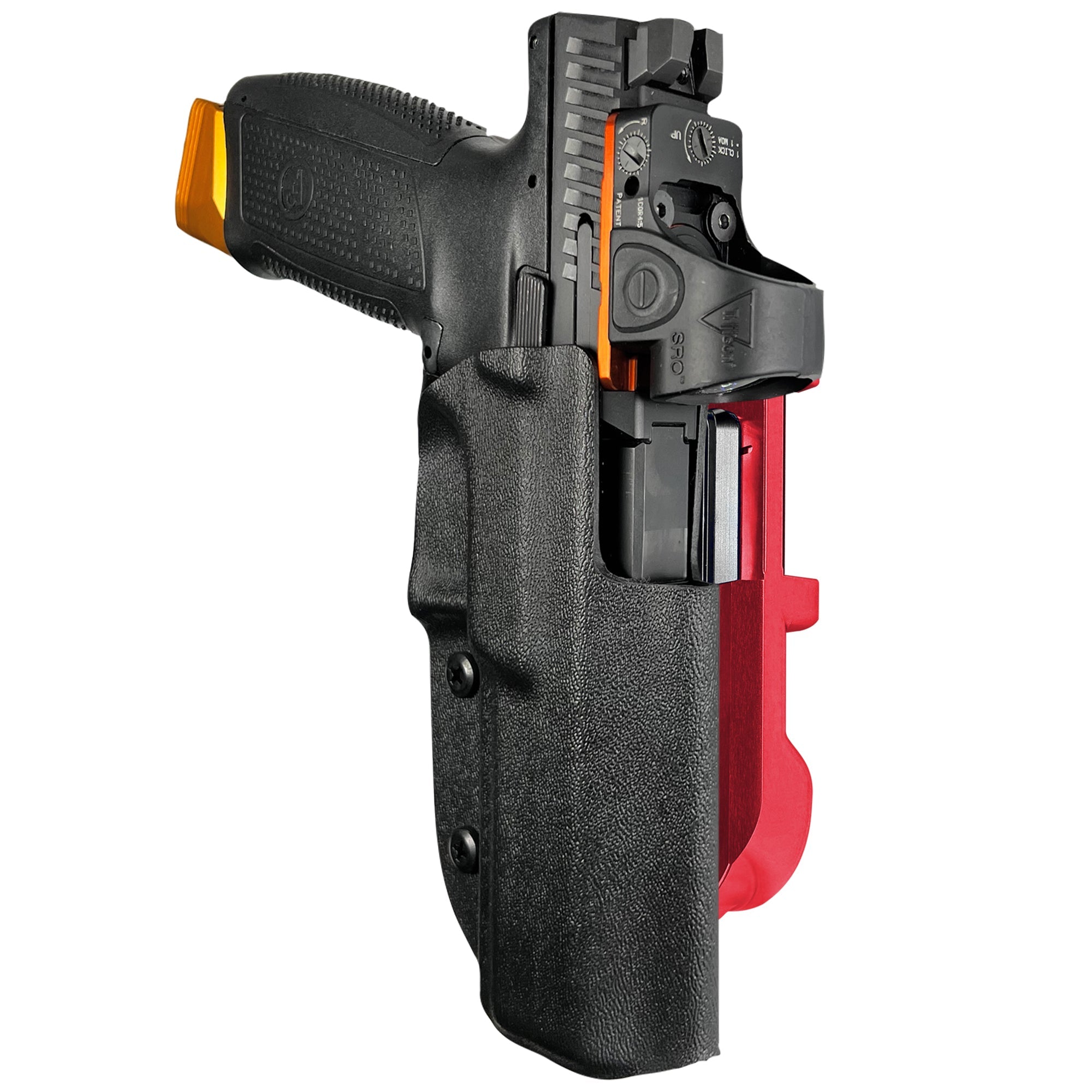 CZ P-10 F IDPA Quick Mount Holster with Red Belt Attachment, Black Holster Shell