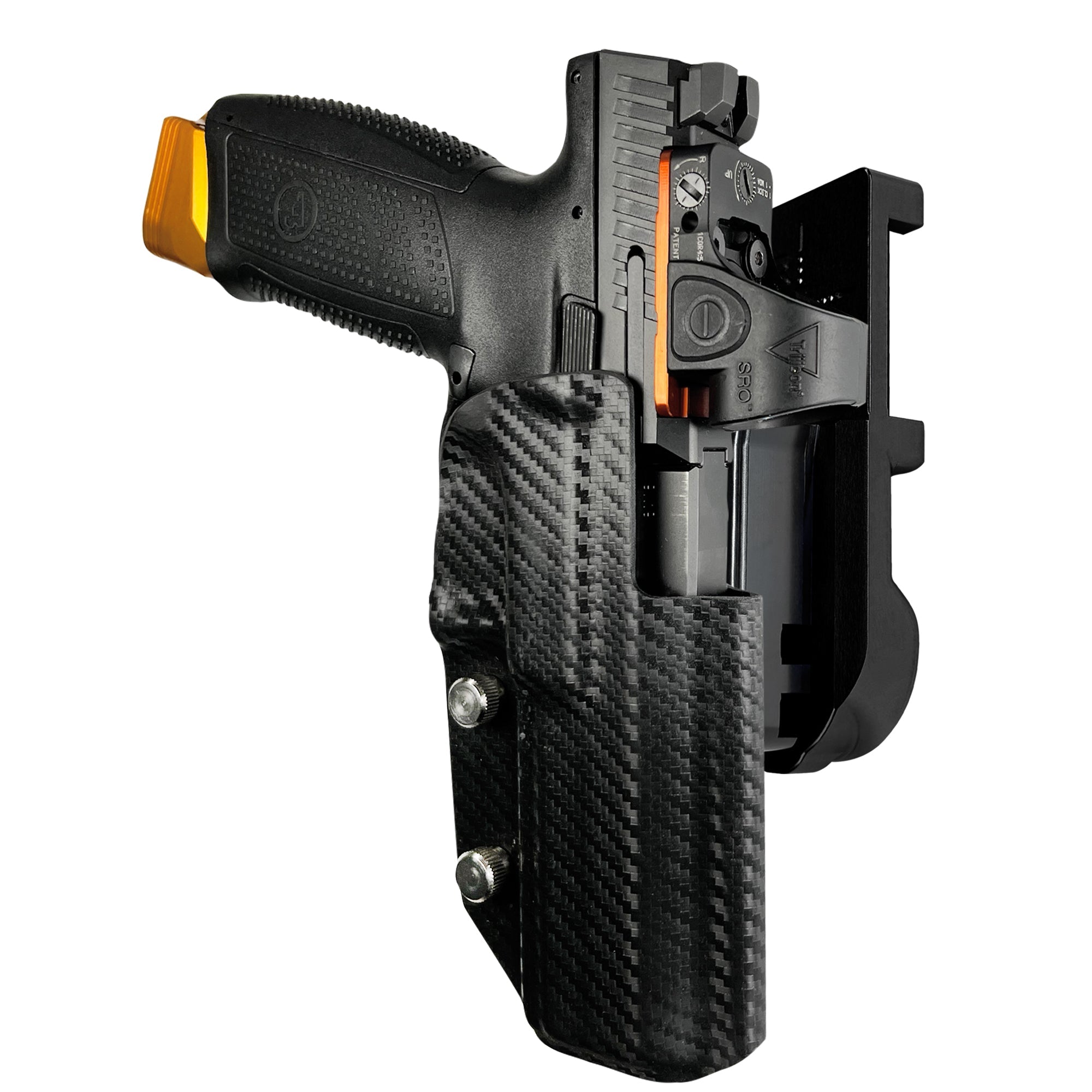CZ P-10 F IPSC/USPA Quick Mount Holster with Black Belt Attachment, Carbon Fiber Holster Shell
