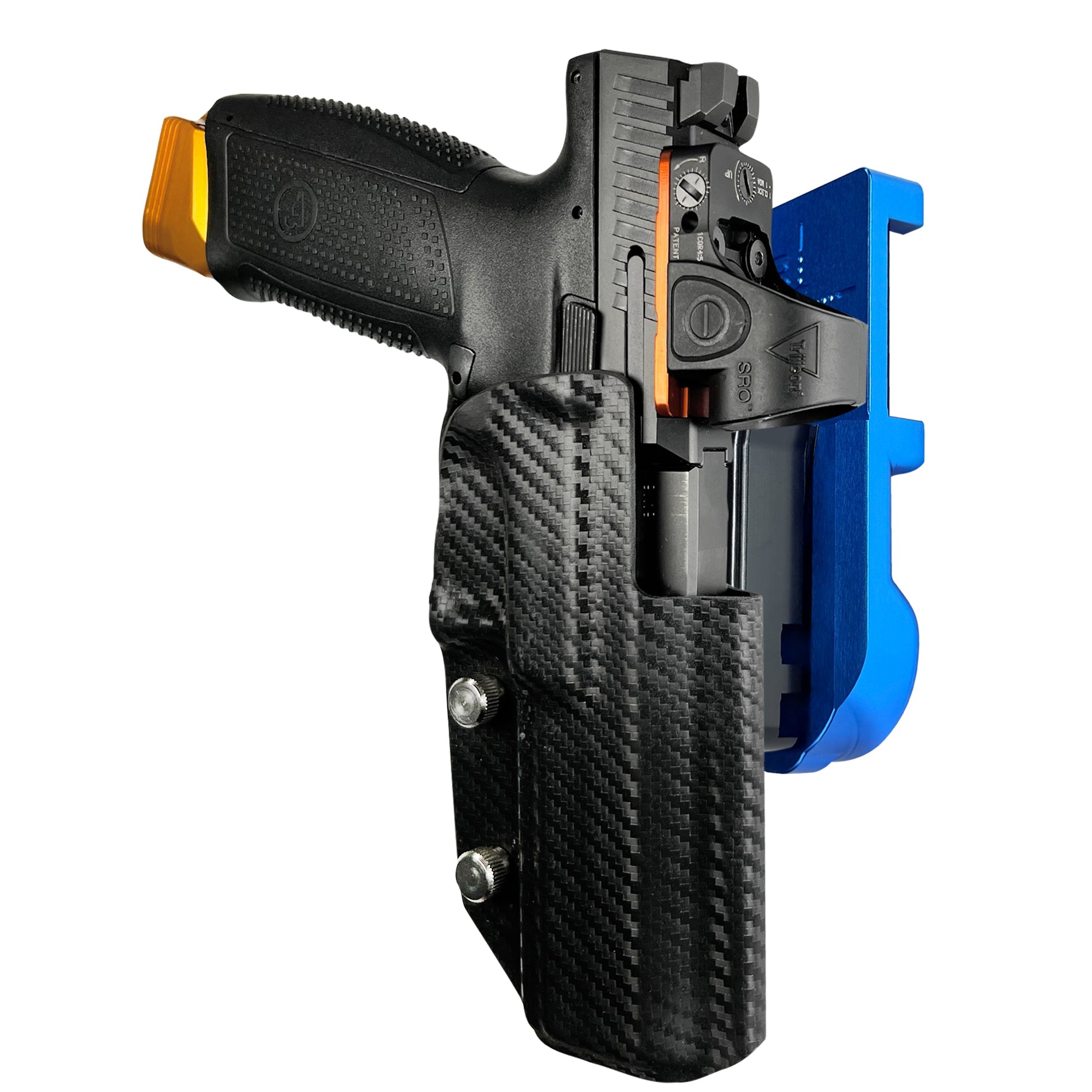 CZ P-10 F IPSC/USPA Quick Mount Holster with Blue Belt Attachment, Carbon Fiber Holster Shell