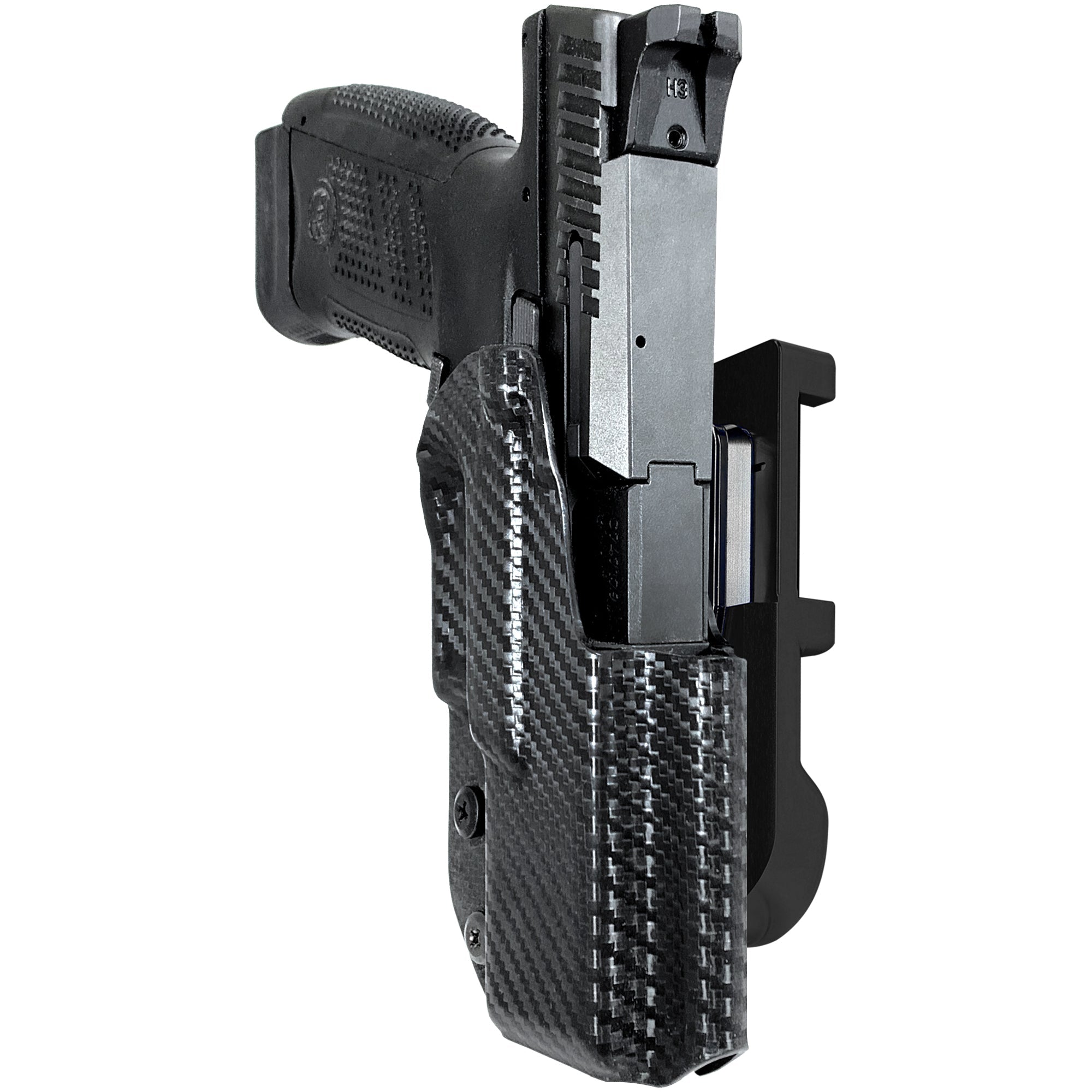 CZ P-10 C IDPA Quick Mount Holster with Black Belt Attachment, Carbon Fiber Holster Shell