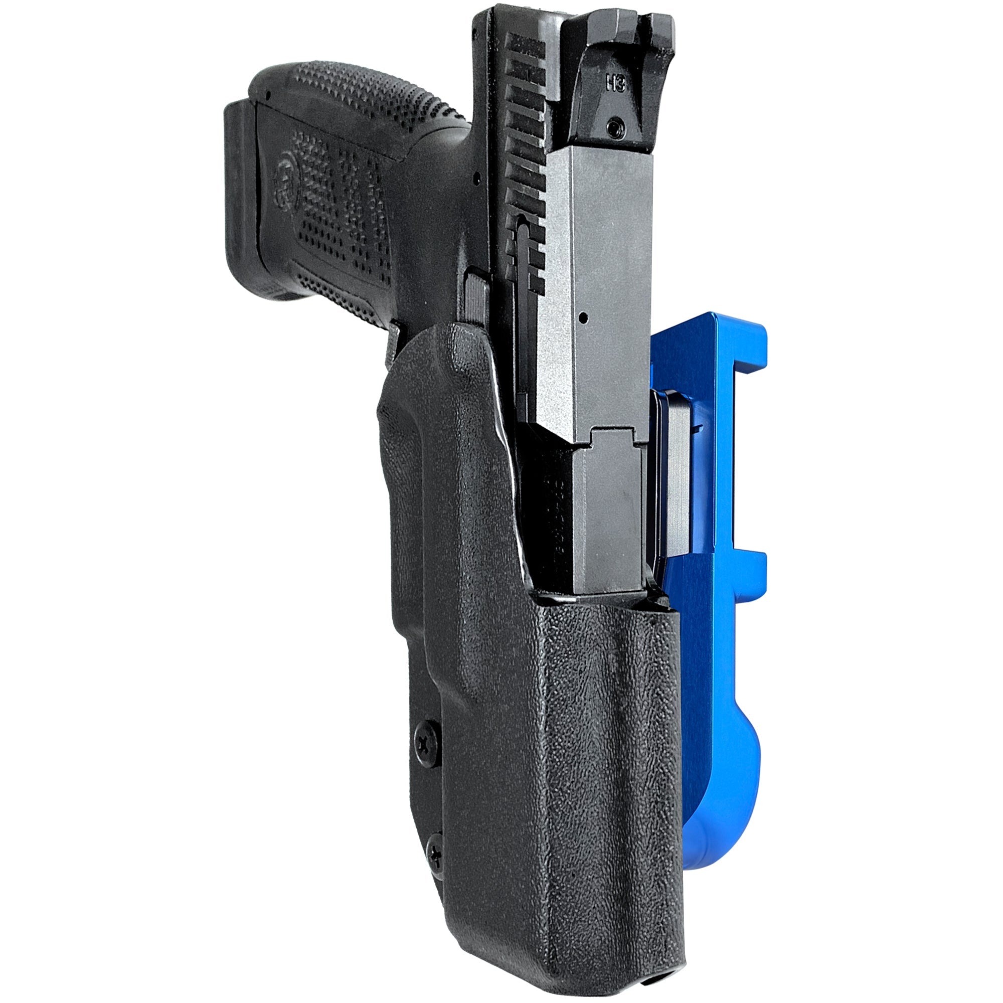 CZ P-10 C IDPA Quick Mount Holster with Blue Belt Attachment, Black Holster Shell