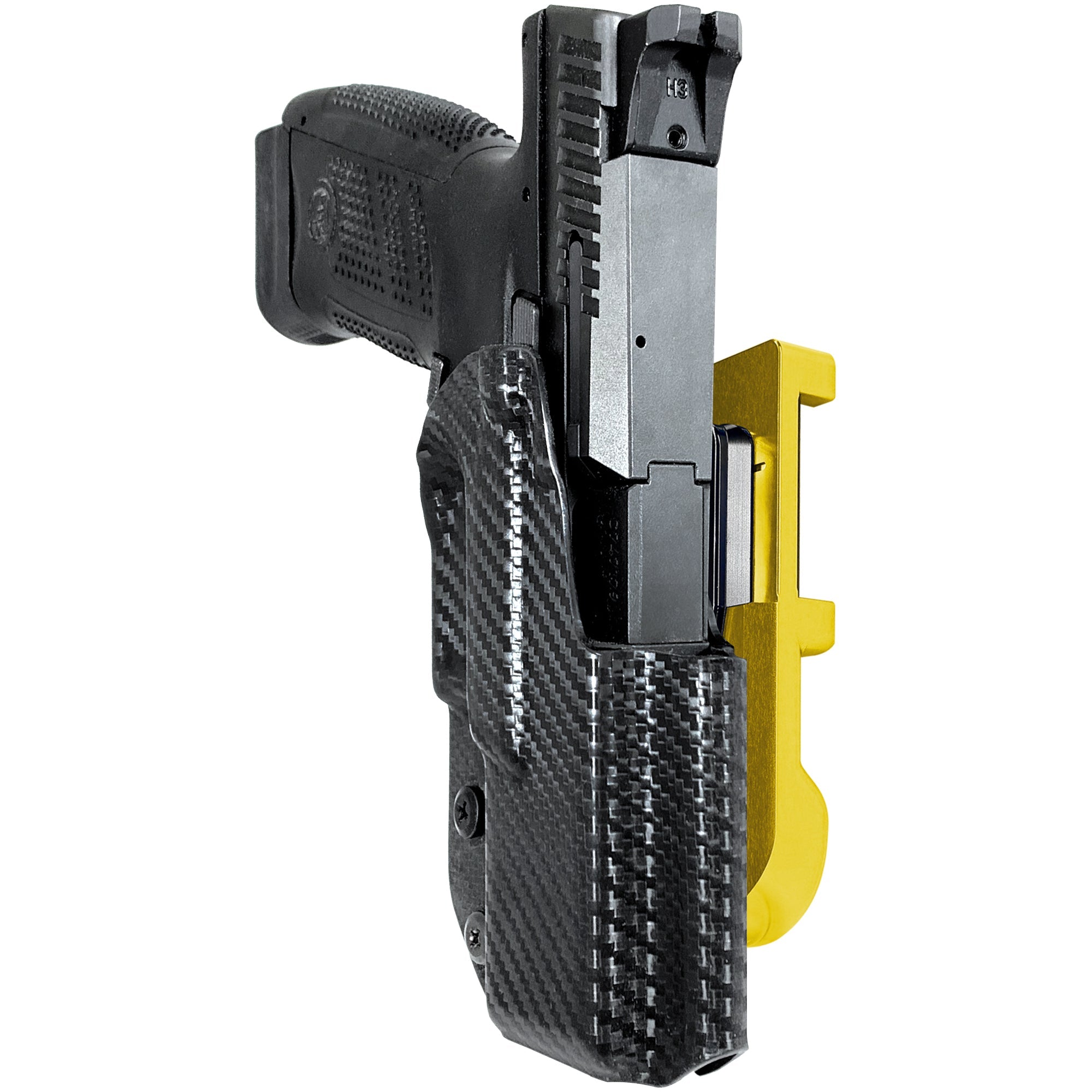 CZ P-10 C IDPA Quick Mount Holster with 24K Gold Belt Attachment, Carbon Fiber Holster Shell