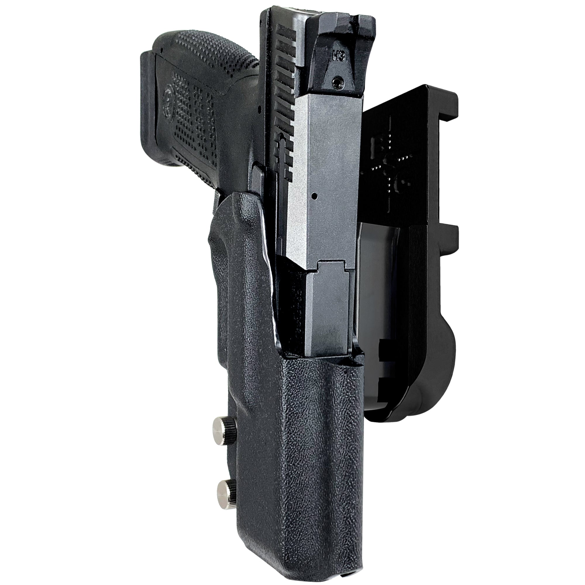 CZ P-10 C IPSC/USPA Quick Mount Holster with Black Belt Attachment, Black Holster Shell