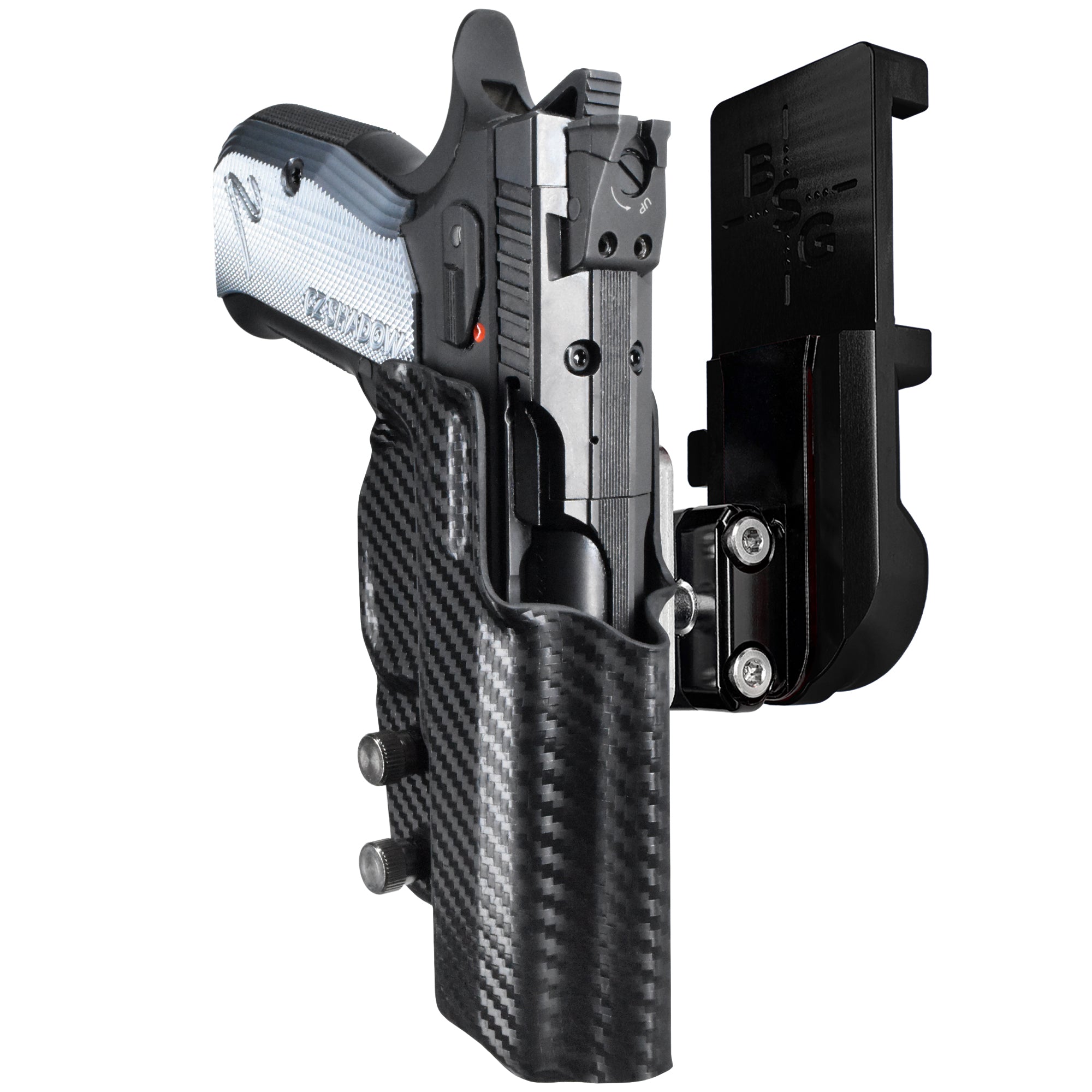 CZ Shadow 2 Compact IPSC/USPA Quick Mount Ball Joint Holster with Black Belt Attachment, Carbon Fiber Holster Shell