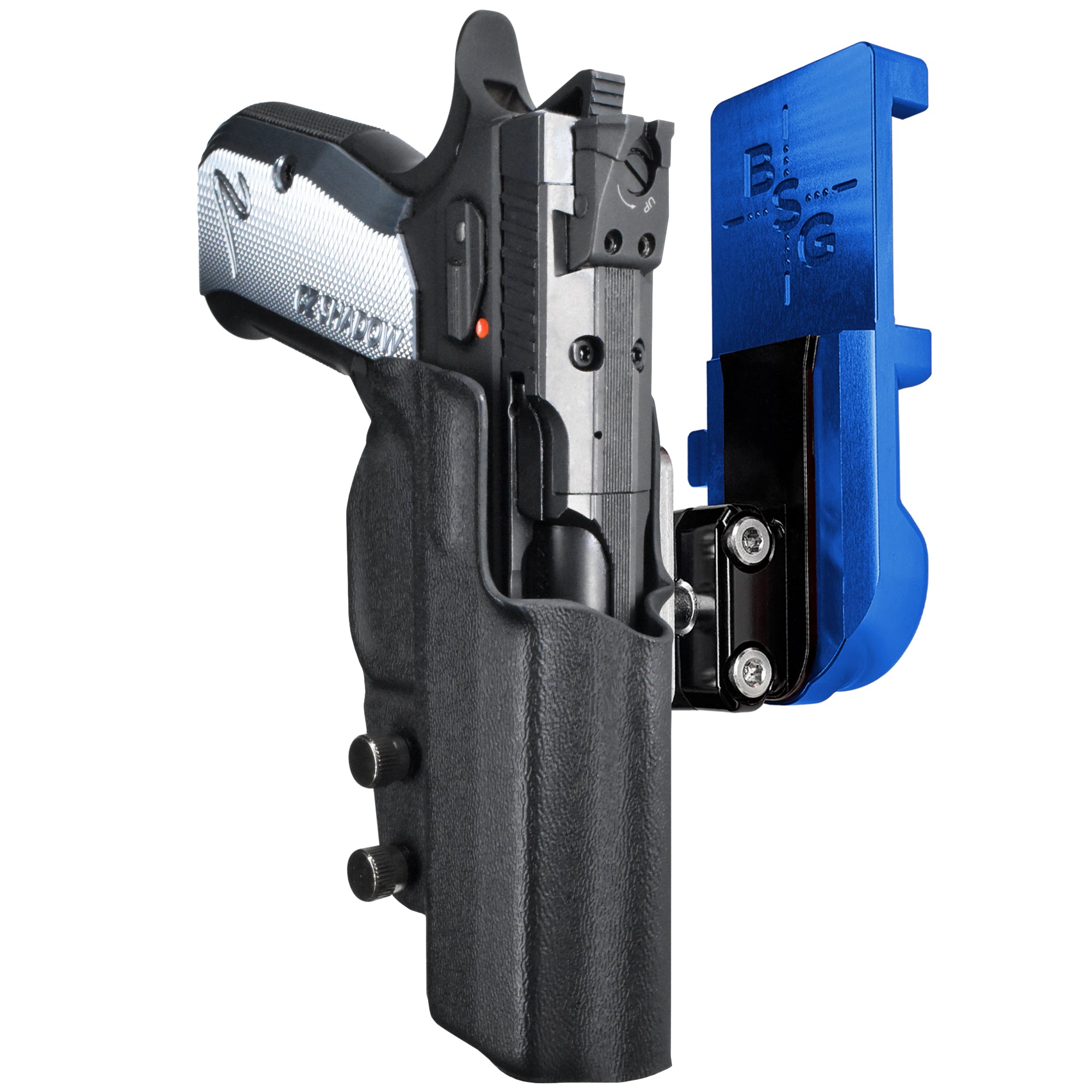 CZ Shadow 2 Compact IPSC/USPA Quick Mount Ball Joint Holster with Blue Belt Attachment, Black Holster Shell