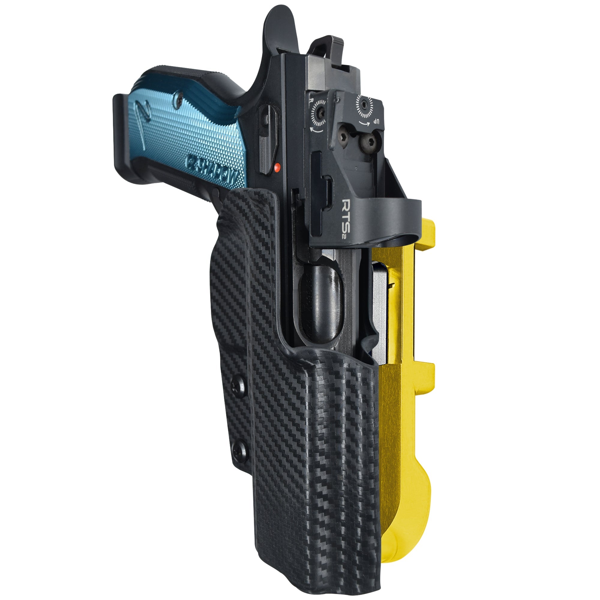 CZ Shadow 2 IDPA Quick Mount Holster with 24K Gold Belt Attachment, Carbon Fiber Holster Shell