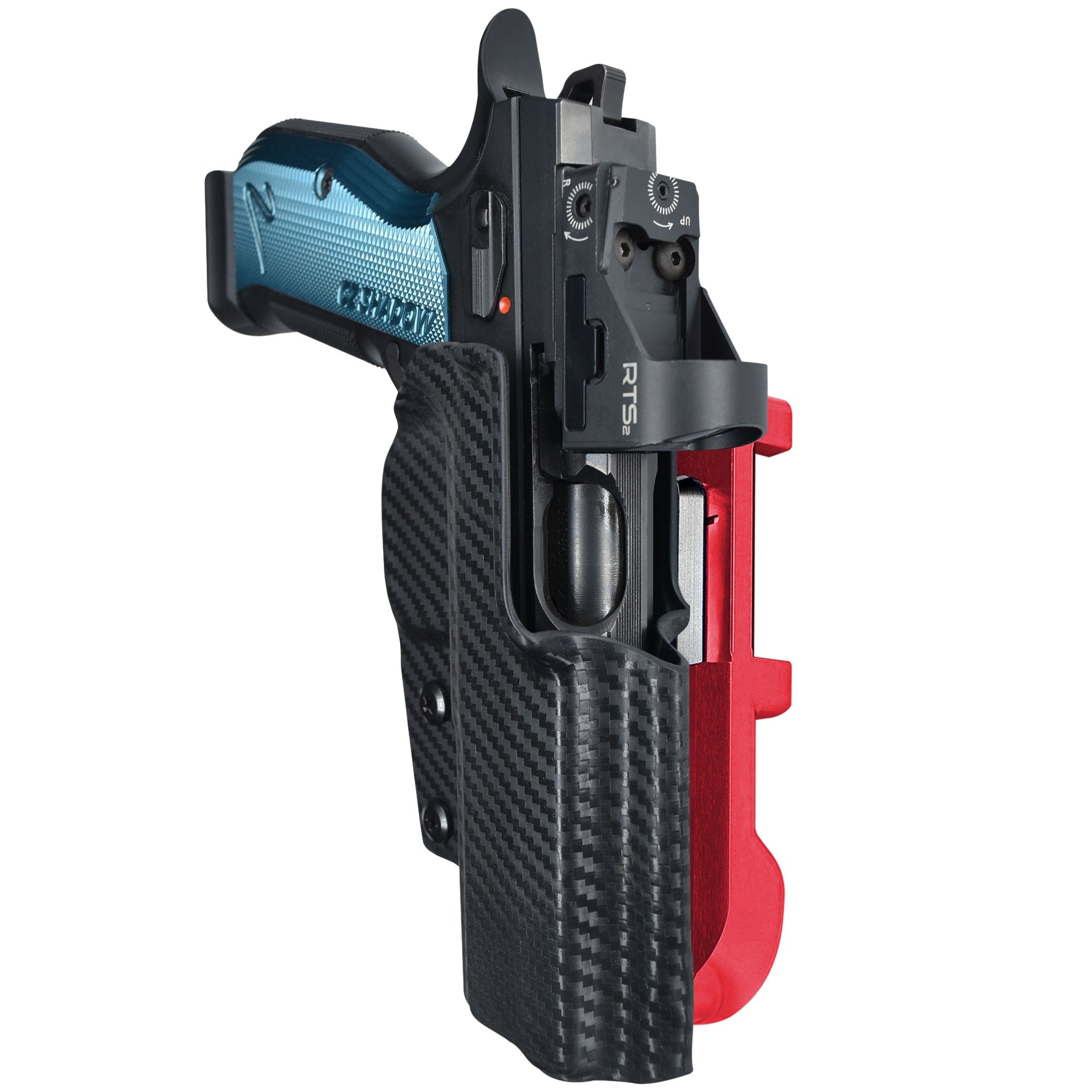 CZ Shadow 2 IDPA Quick Mount Holster with Red Belt Attachment, Carbon Fiber Holster Shell