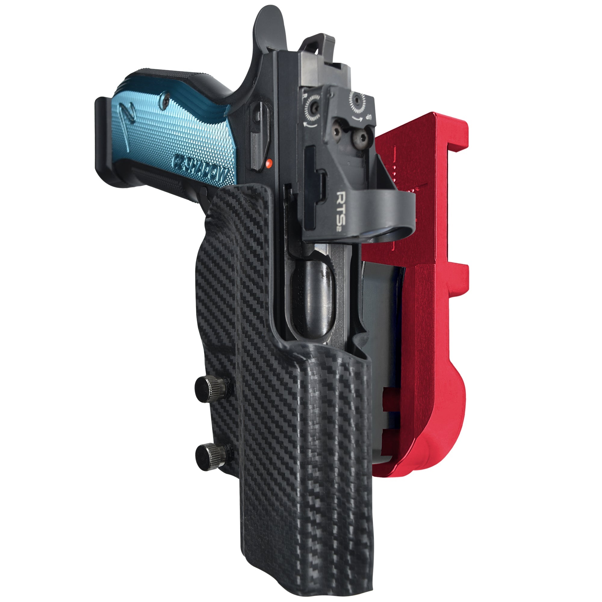 CZ Shadow 2 IPSC/USPA Quick Mount Holster with Red Belt Attachment, Carbon Fiber Holster Shell
