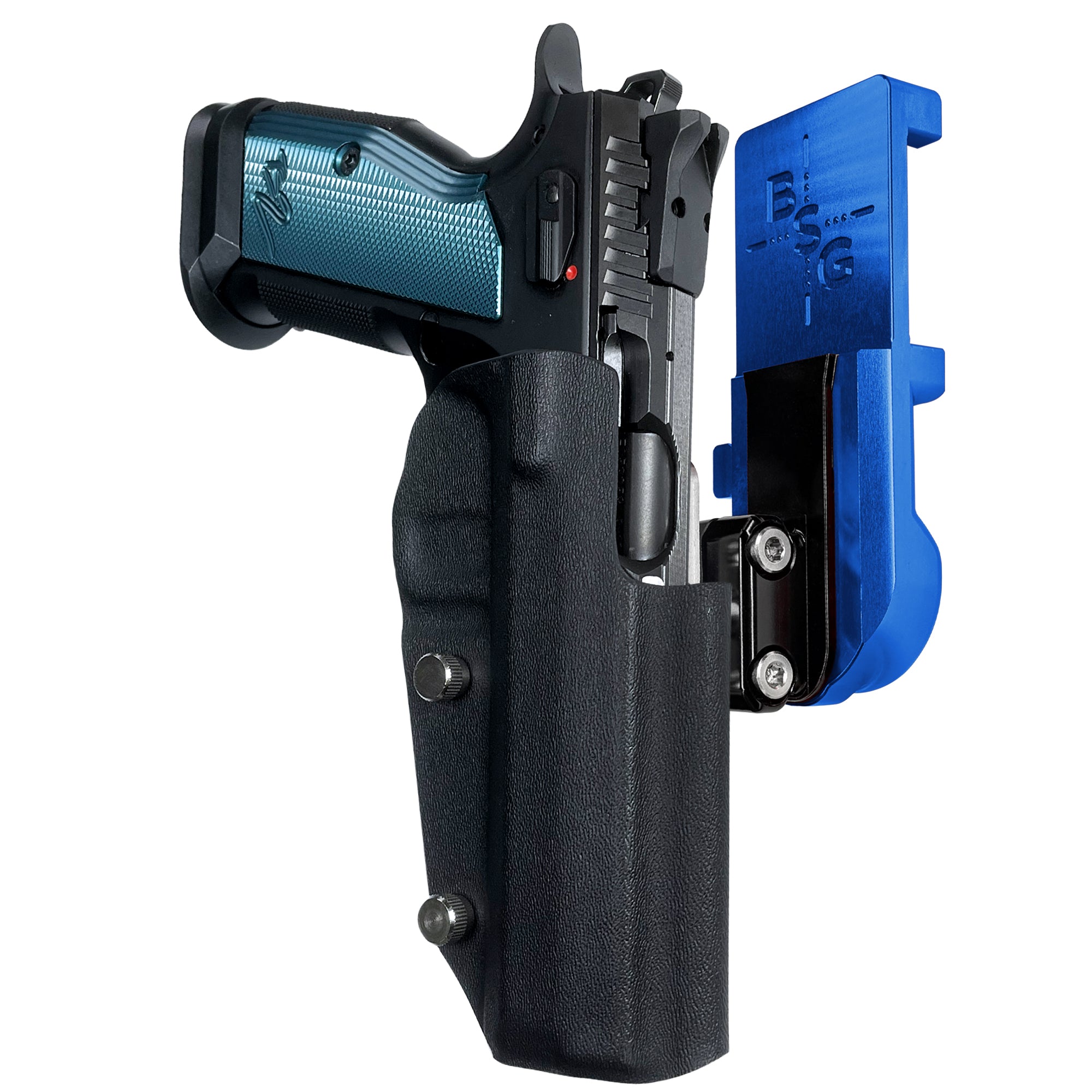 CZ TS2 IPSC/USPA Quick Mount Ball Joint Holster with Blue Belt Attachment, Black Holster Shell